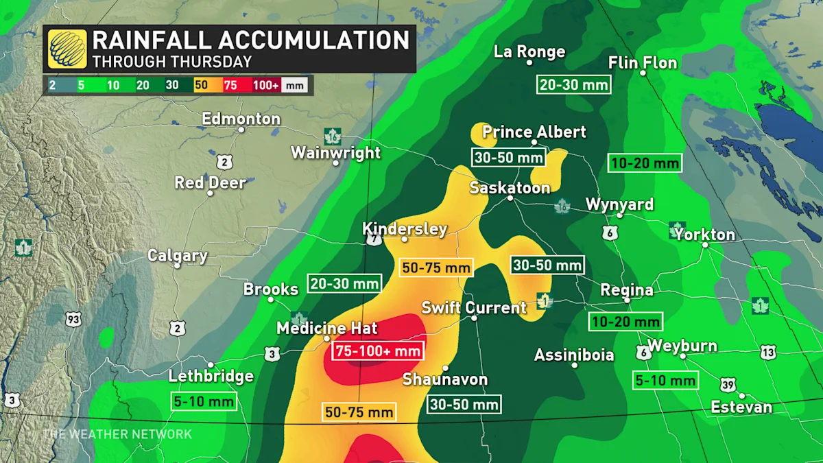 Parts of the Prairies face multiday stretch of soaking rains and storm