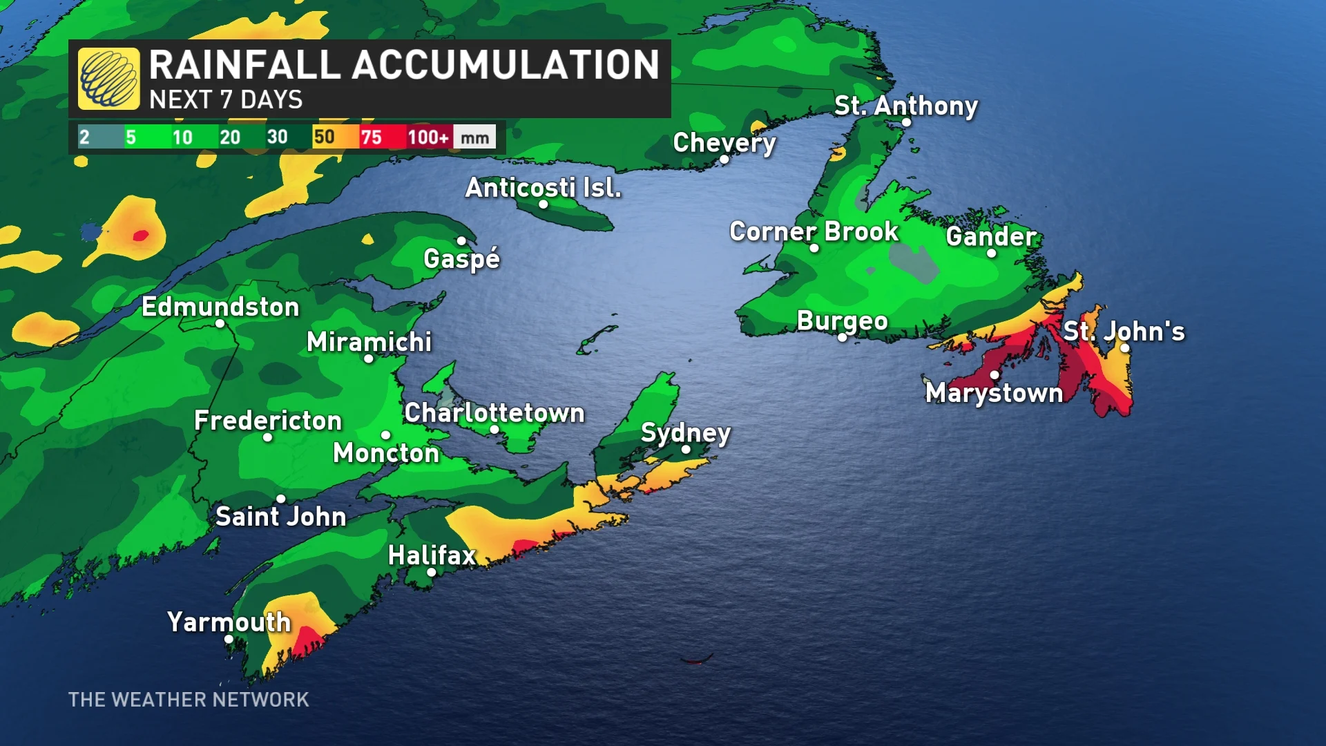 Baron - Atlantic Canada rainfall totals for next seven days_June 29