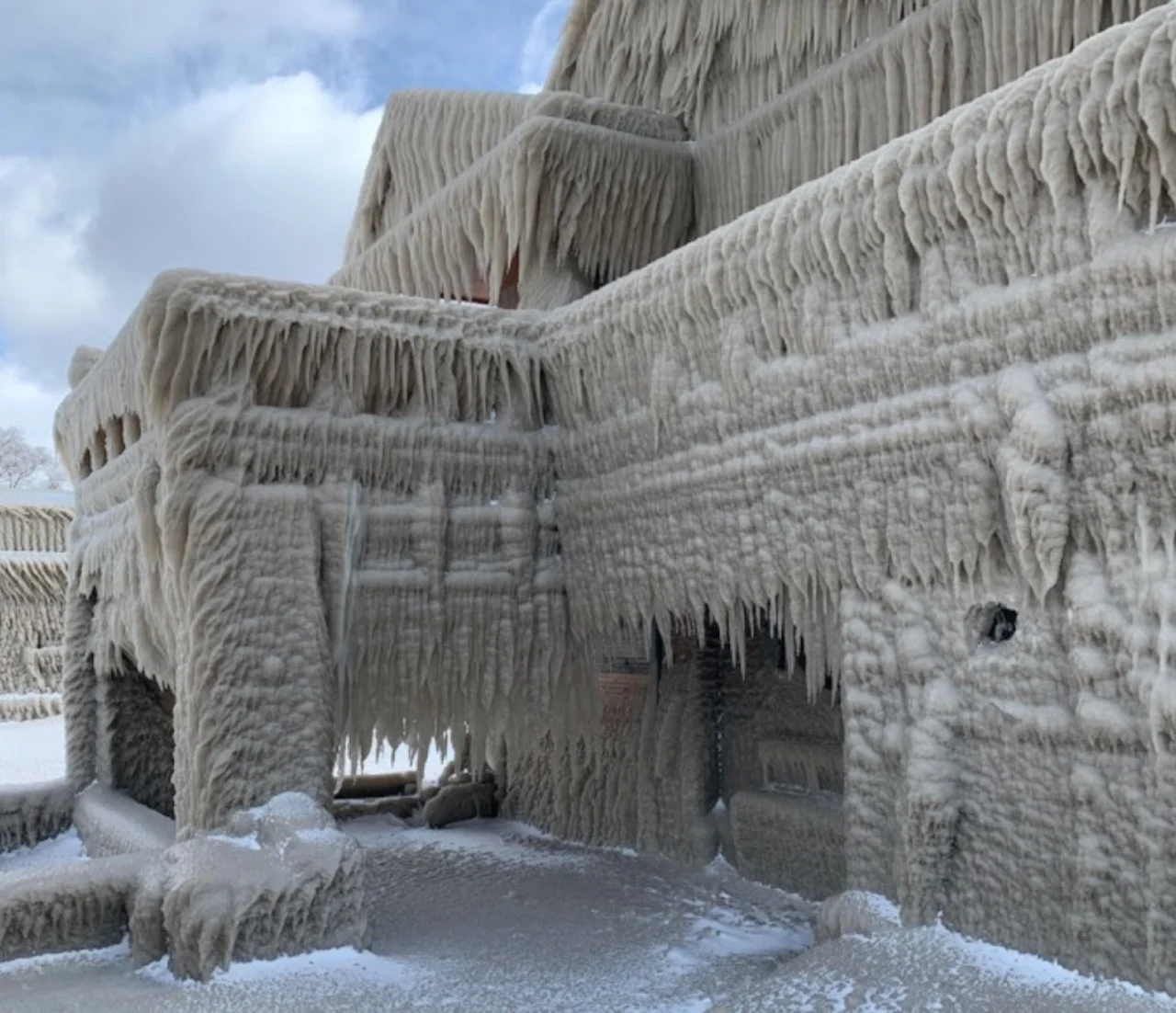 The frozen houses that looked like a scene from a fairytale or nightmare