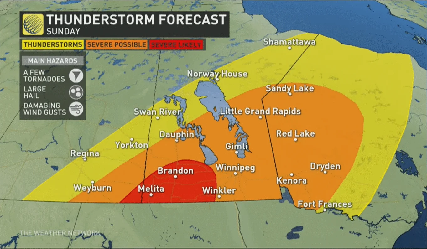 Prairies storm risk Sunday