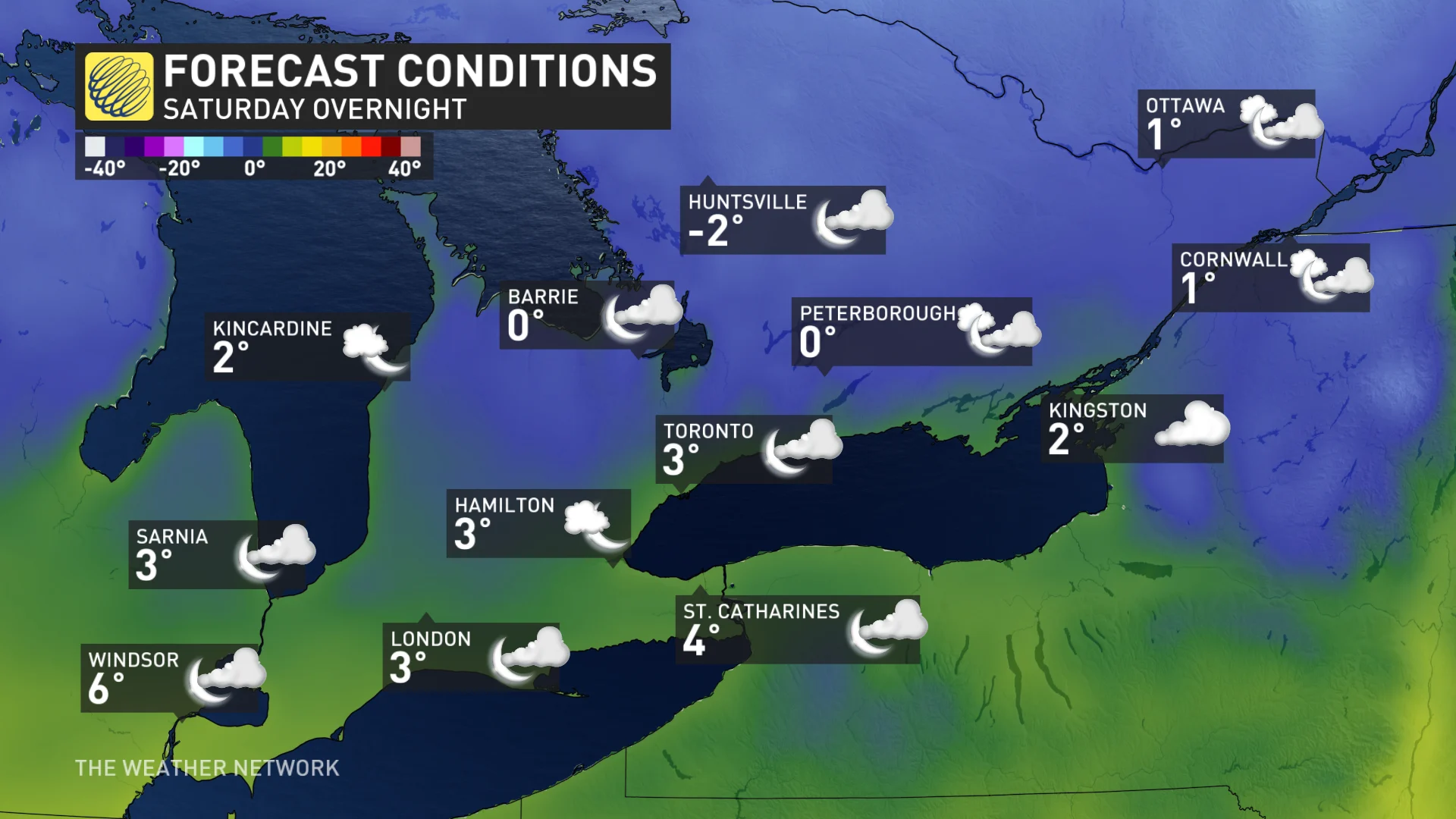 Baron - Saturday overnight temperatures southern Ontario - April 16