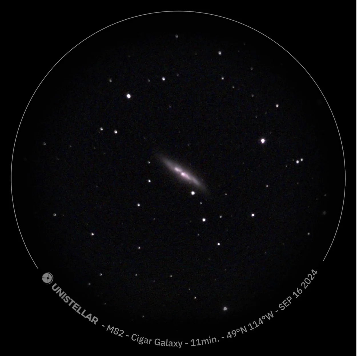  Dark Sky Guides | The Messier 82 “Cigar Galaxy” is seen through a telescope on a Dark Sky Guides tour. 