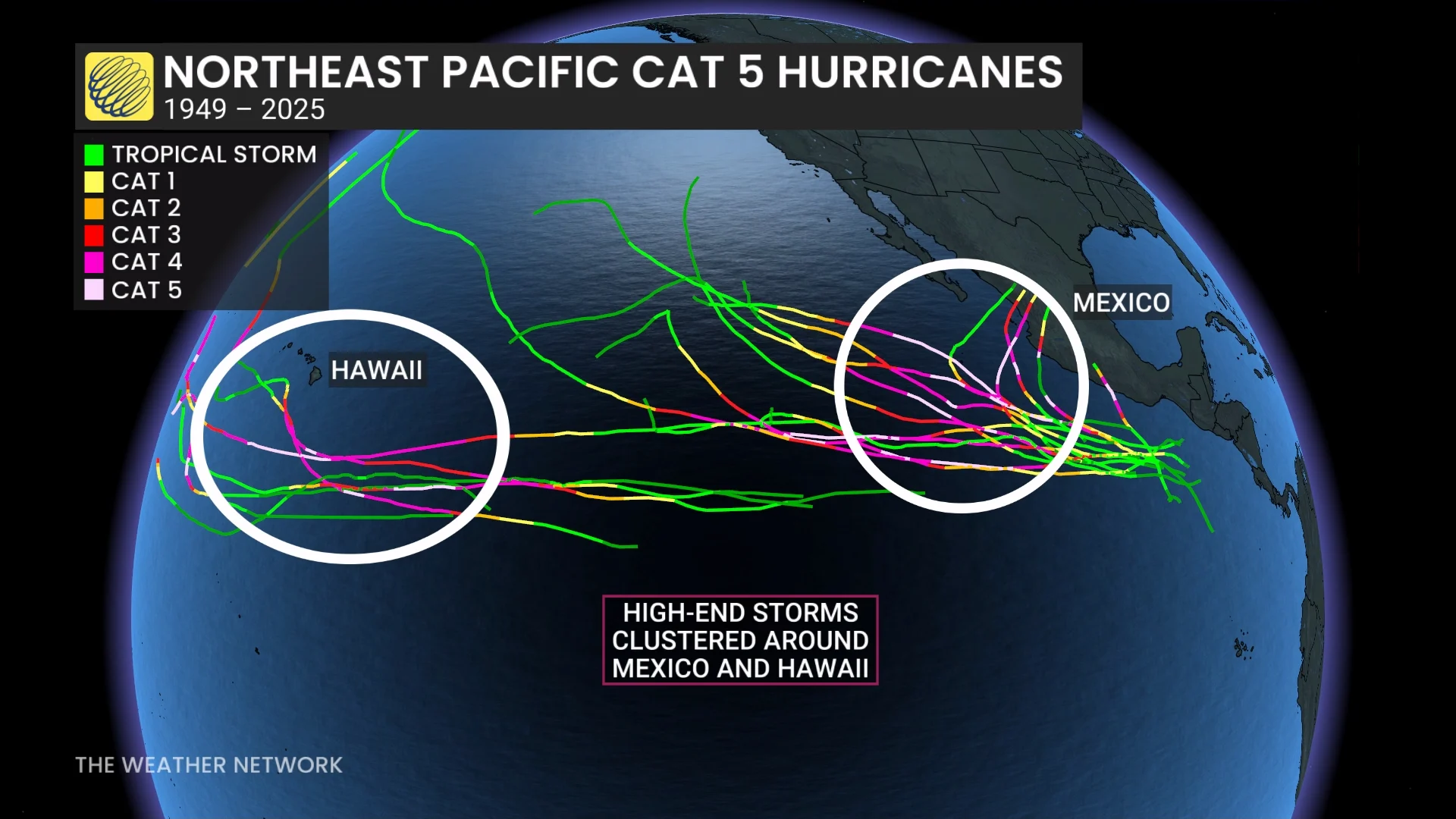 Northeast Pacific Category 5 Hurricanes