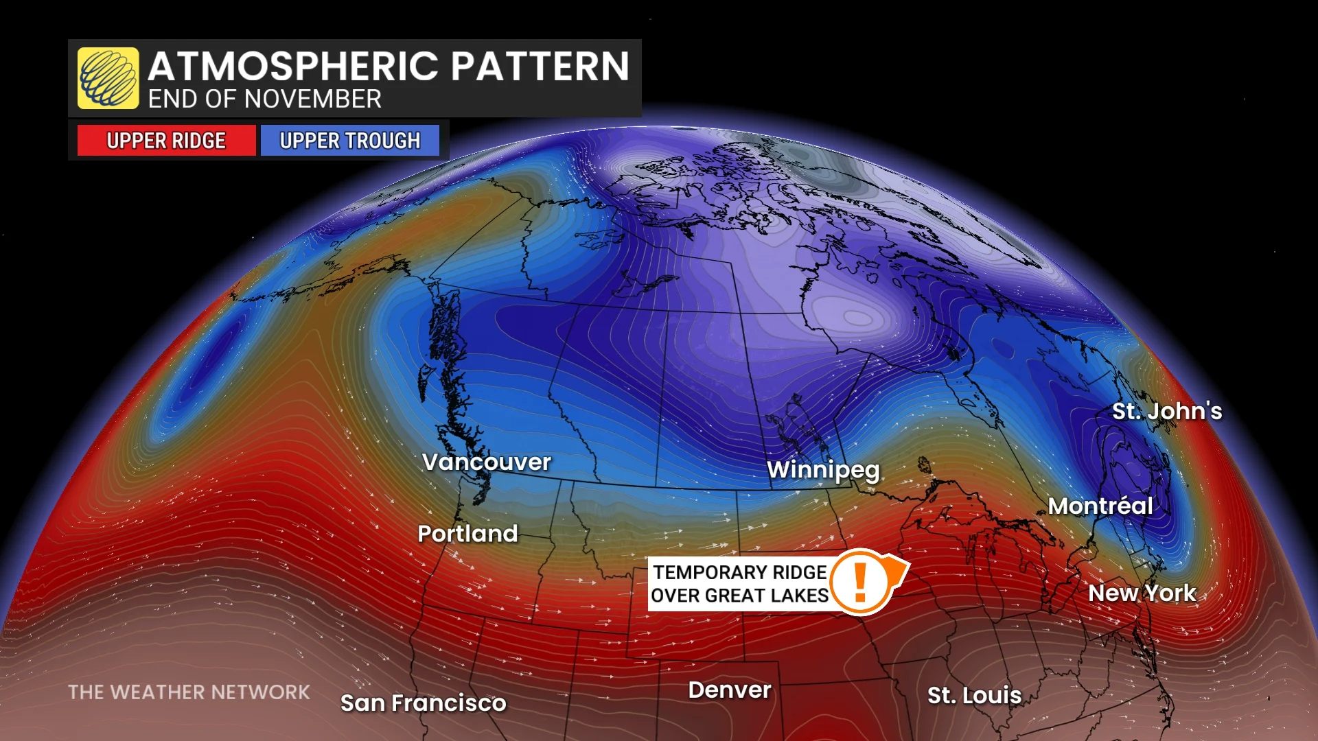 End of November atmospheric pattern Western Canada