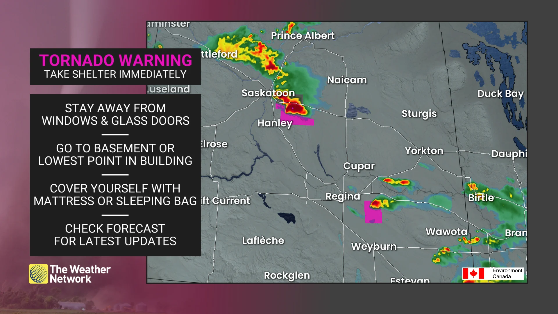Saskatchewan tornado warnings 3 June 19 2025