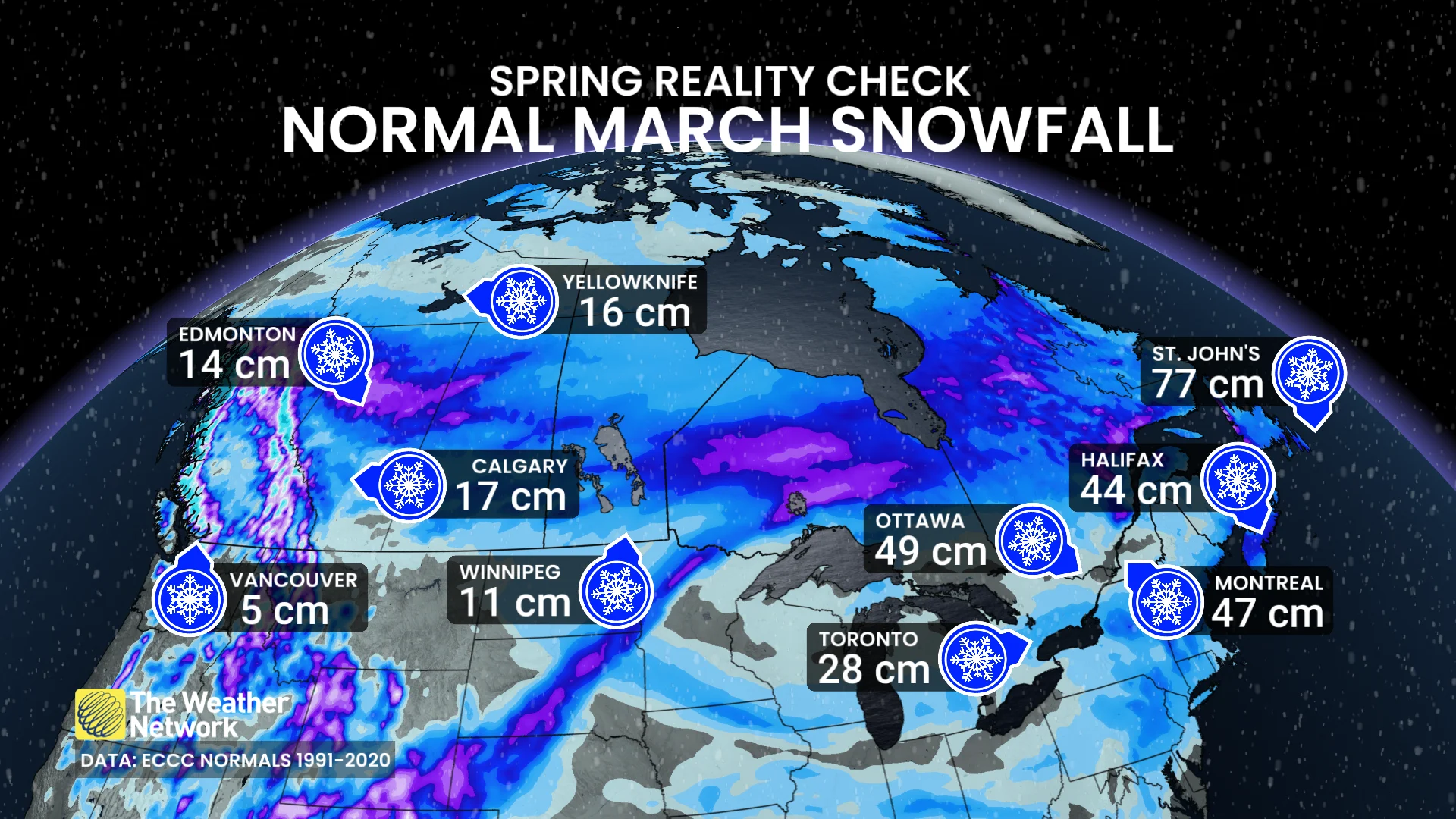 Normal March Snowfall Canada