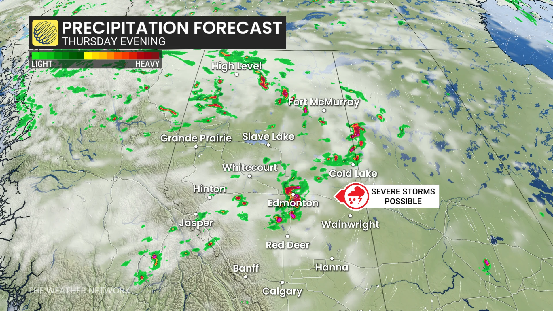 Prairies precipitation timing Thursday evening