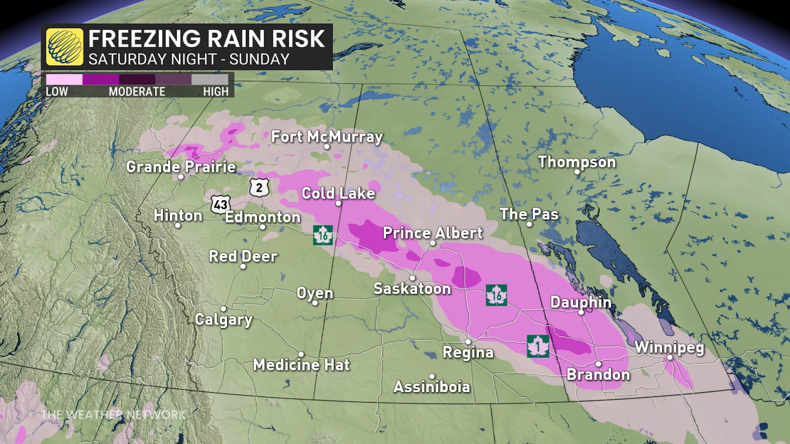 Freezing rain risk Sunday Prairies