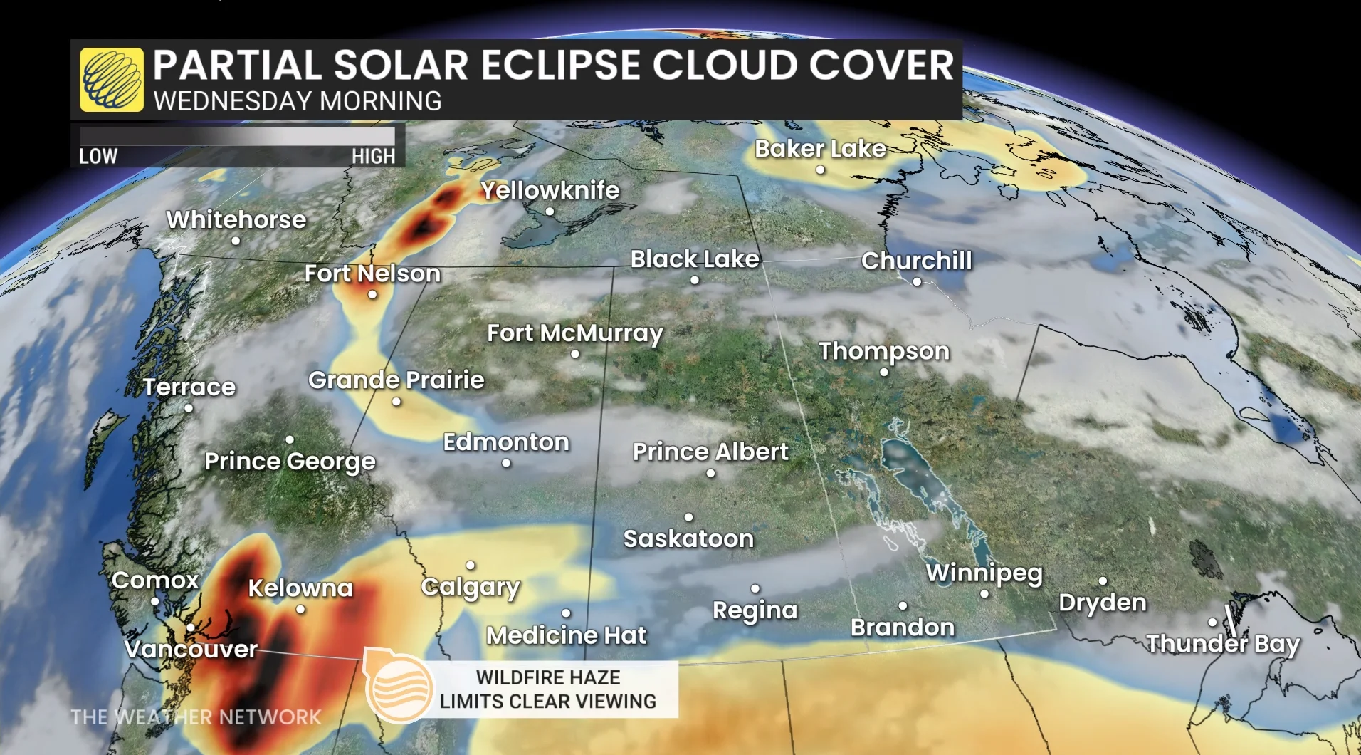 Partial Solar Eclipse August 12 2026 Clouds + Smoke - West