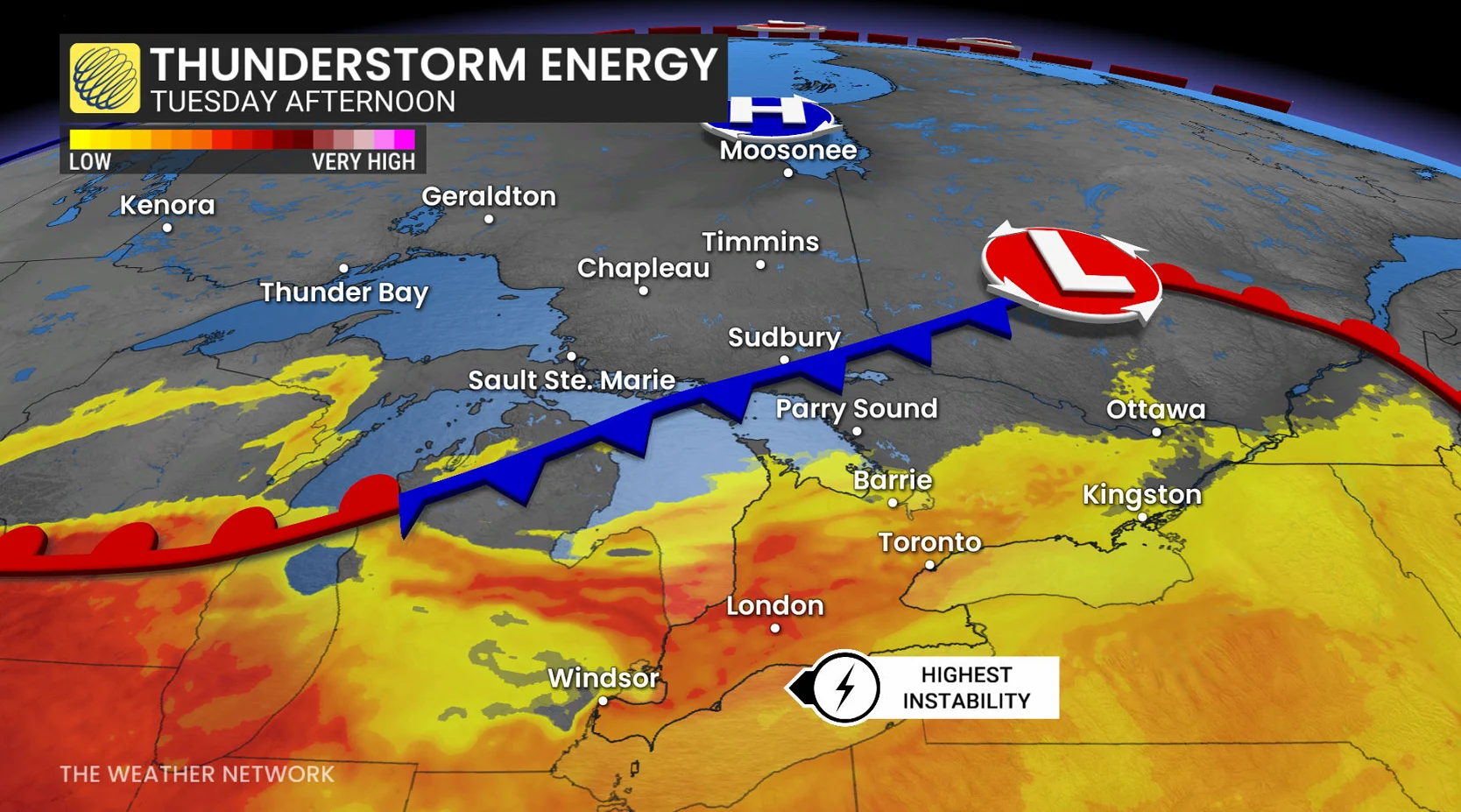Ontario thunderstorm energy Tuesday afternoon