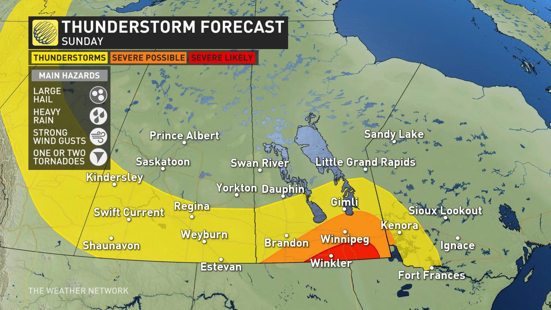 Updated Prairies storm risk map Sunday_June 2