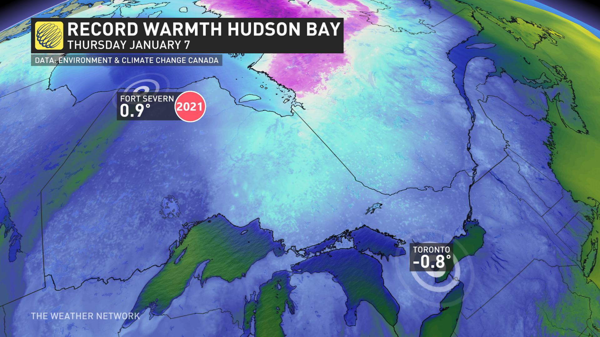 Record warmth Hudson Bay