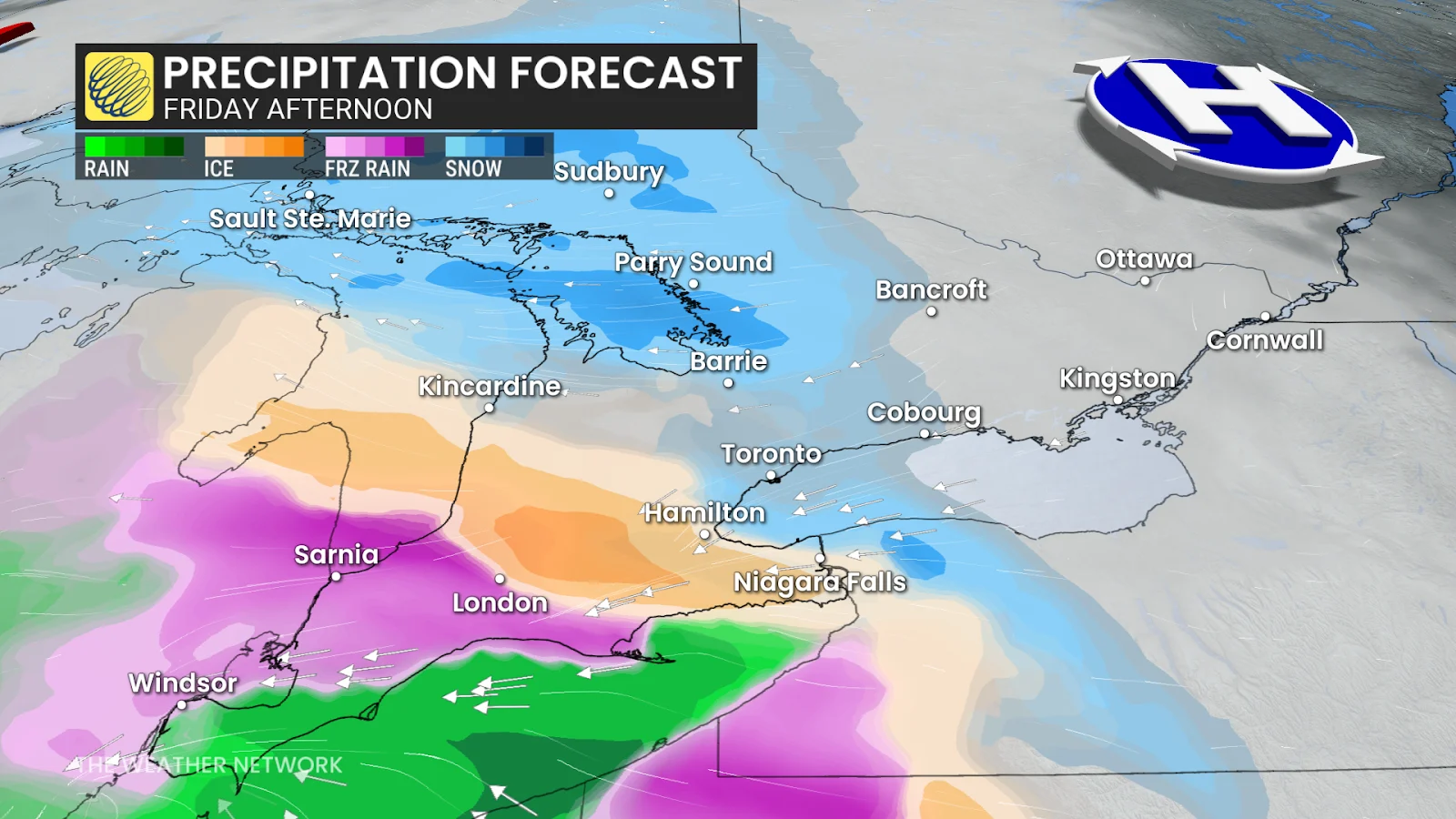 Ontario Friday afternoon forecast snow and ice - Dec. 24, 2025