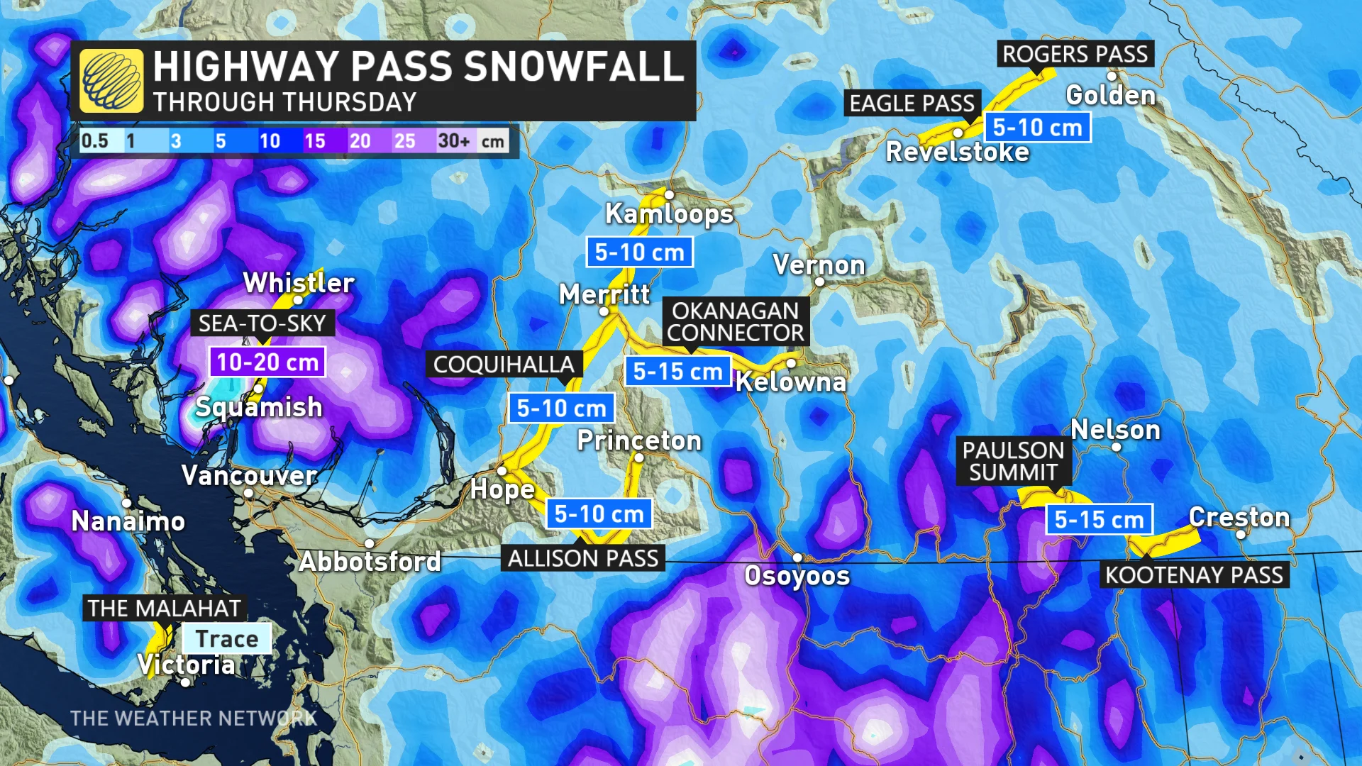 BC high elevation snowfall Nov.19