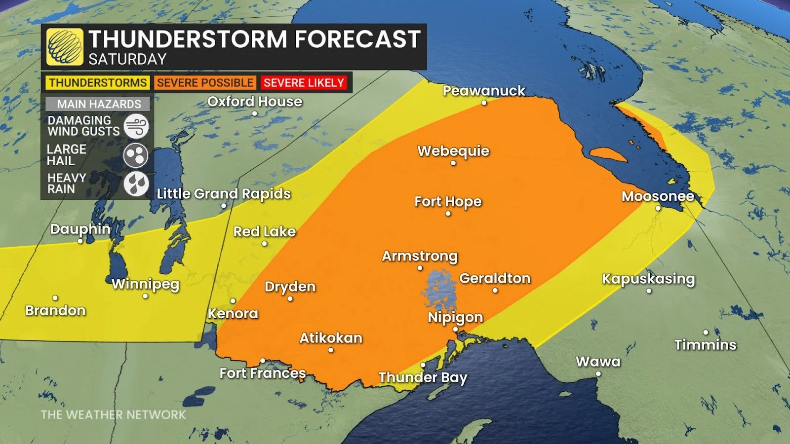 Northwestern Ontario Saturday storm risk - July 26, 2025
