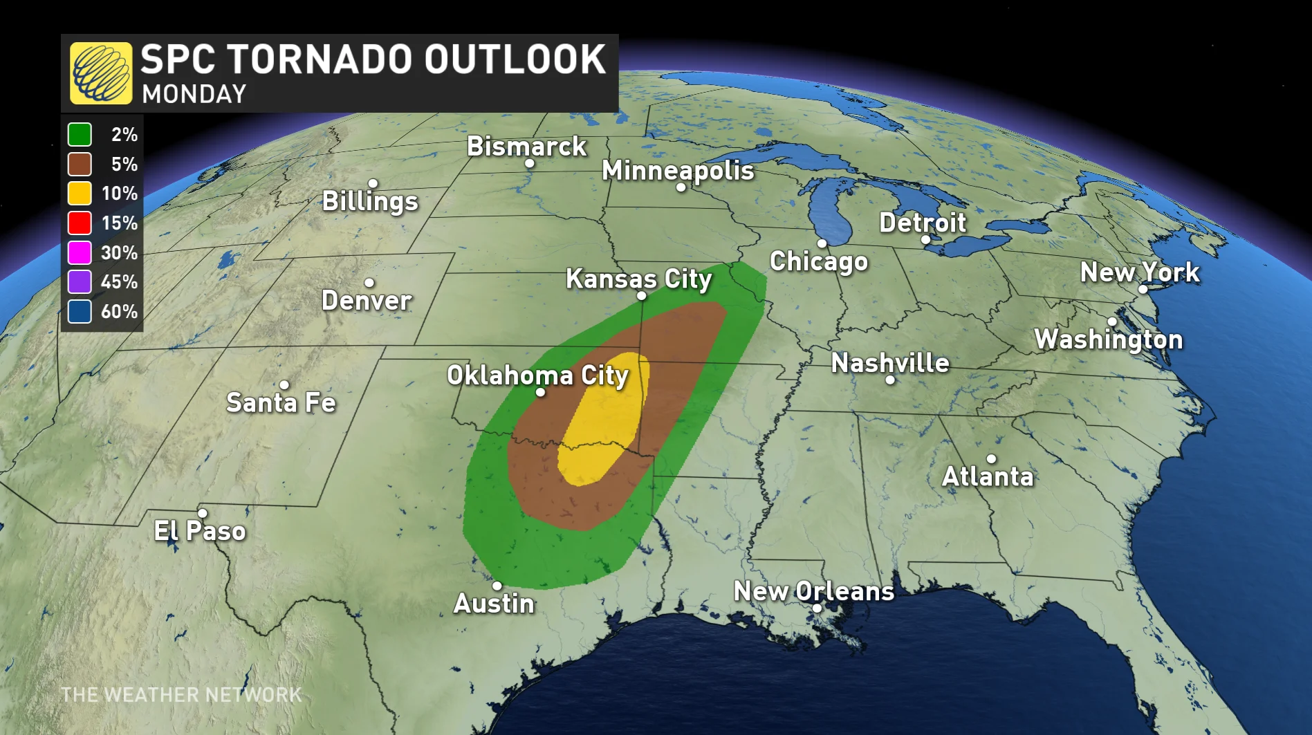 Oklahoma tornado risk Monday