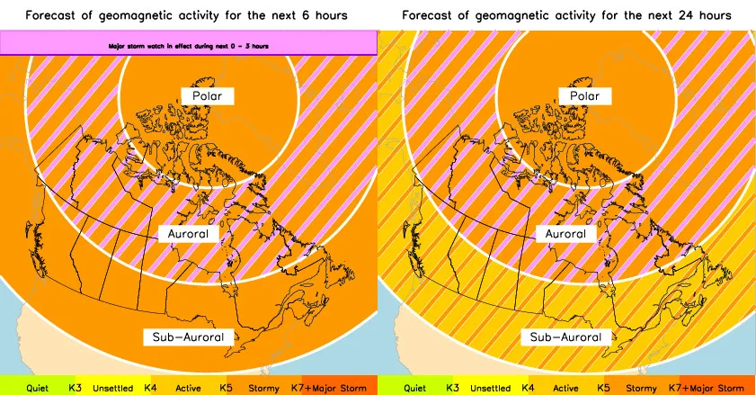 Oct 10-11 1845UT update - geomagnetic forecast - Space Weather Canada