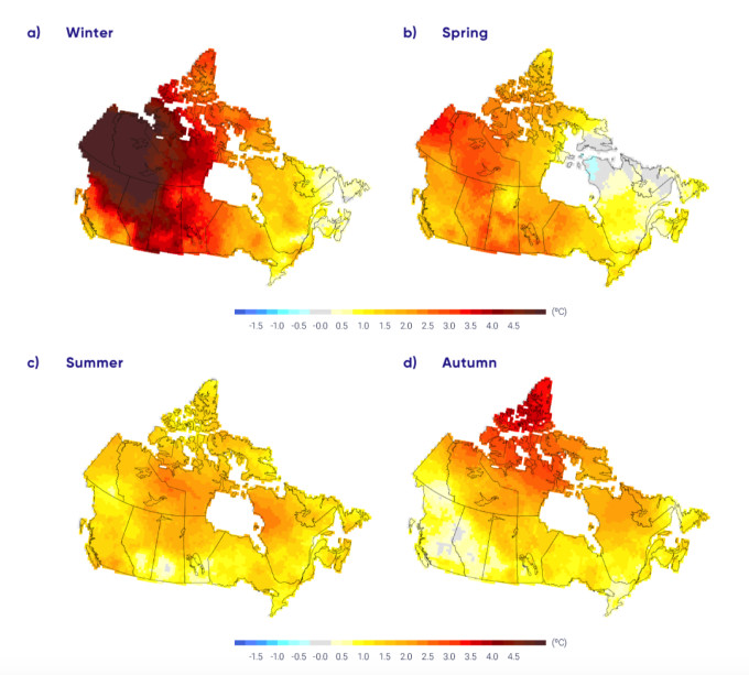TRends in seasonal temperatures Canada