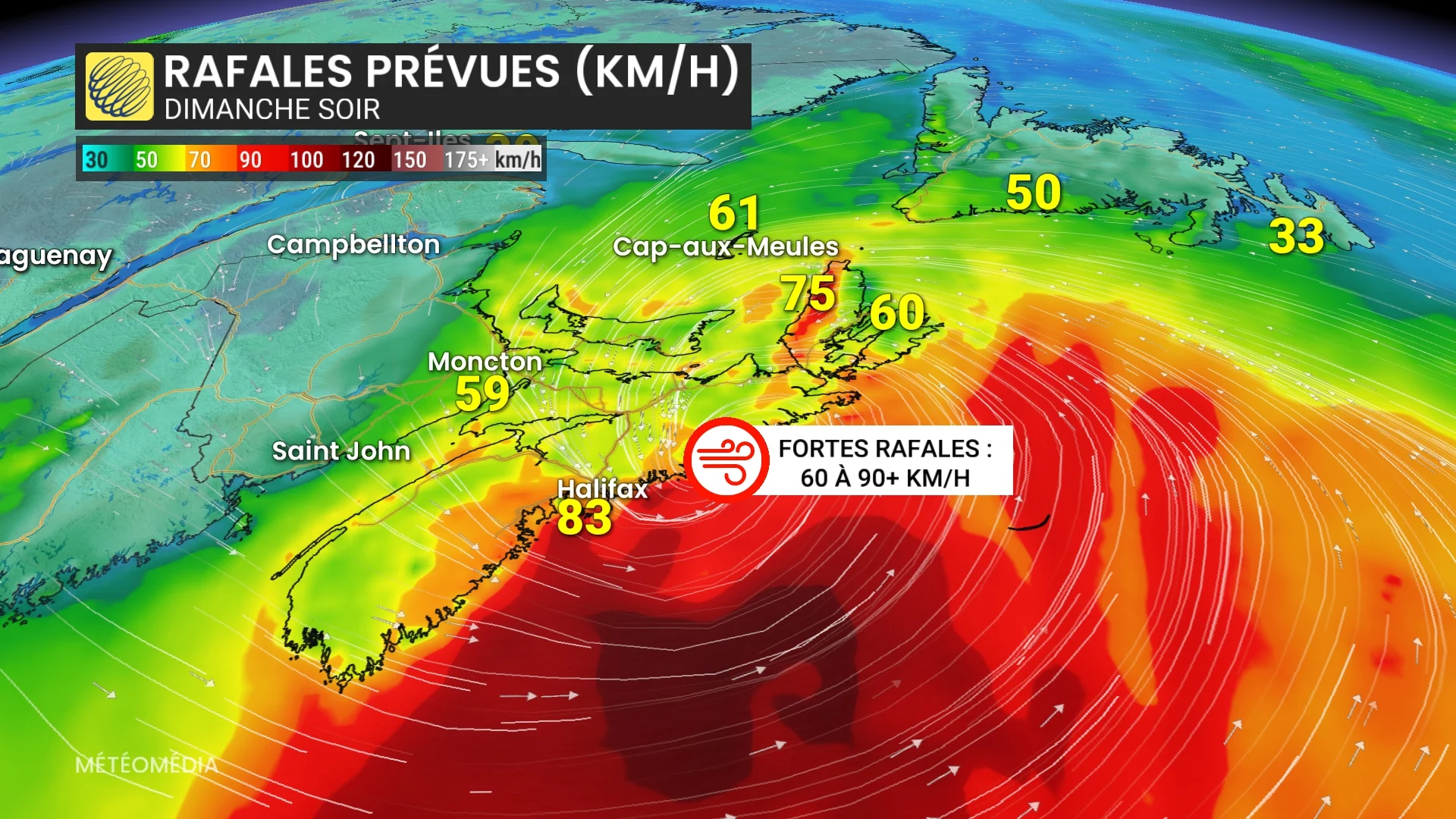 Forte tempête côtière aux portes du Québec dimanche
