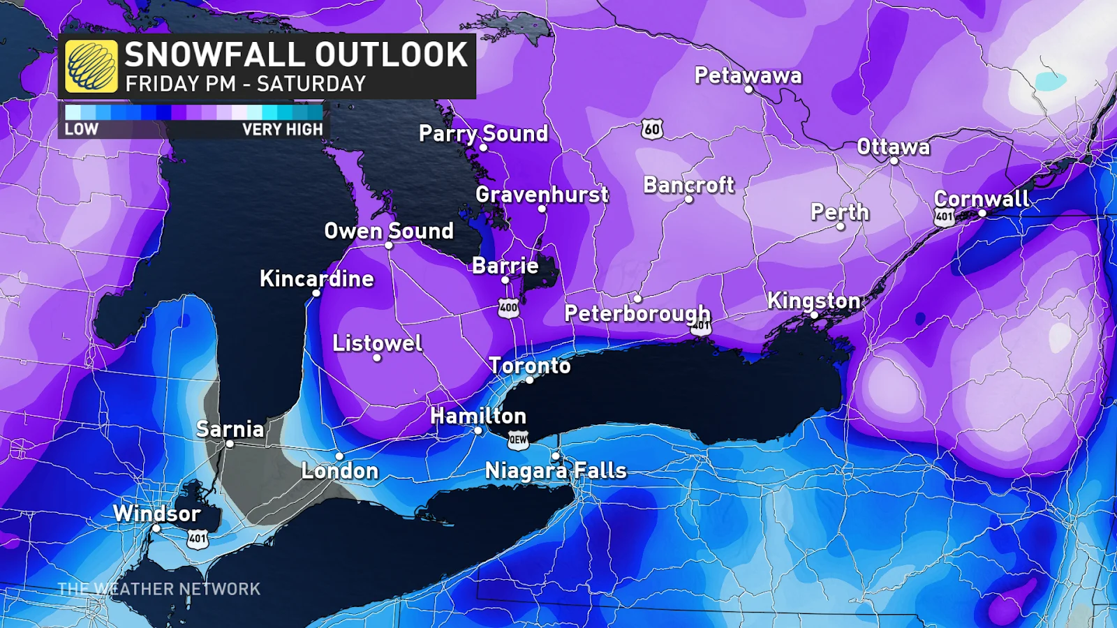 Southern Ontario snow accumulation outlook Jan 10 2024
