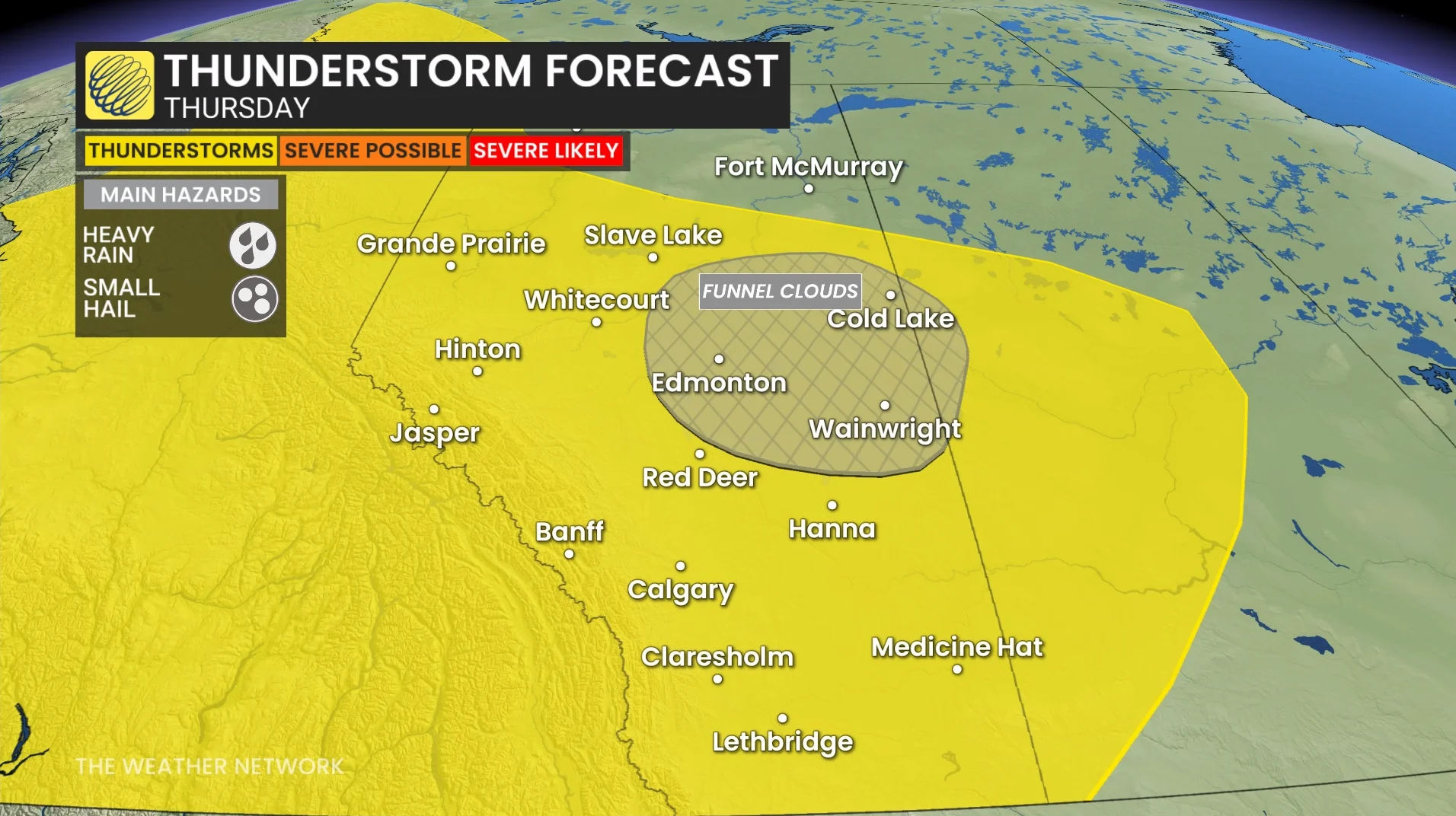 Alberta thunderstorm forecast Thursday