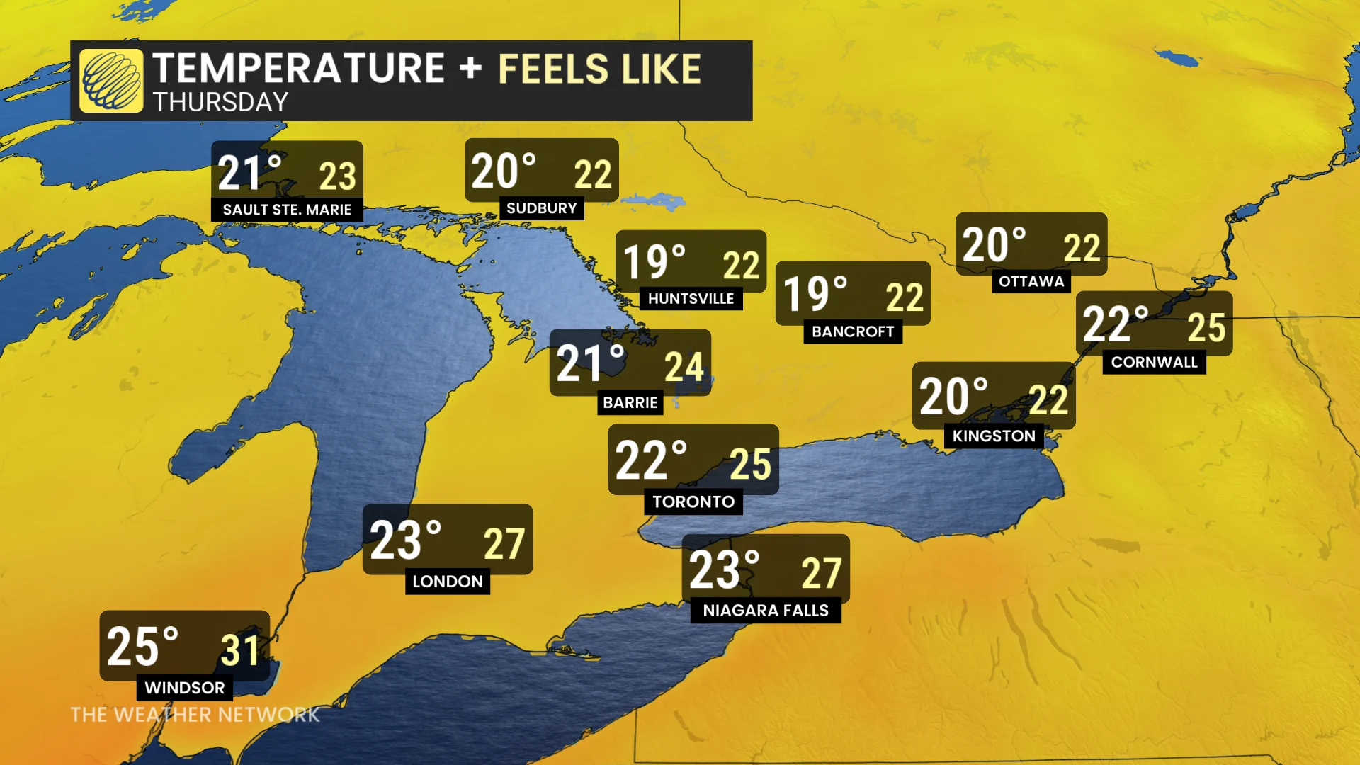 Ontario Thursday forecast highs and humidex - Sept. 30, 2026