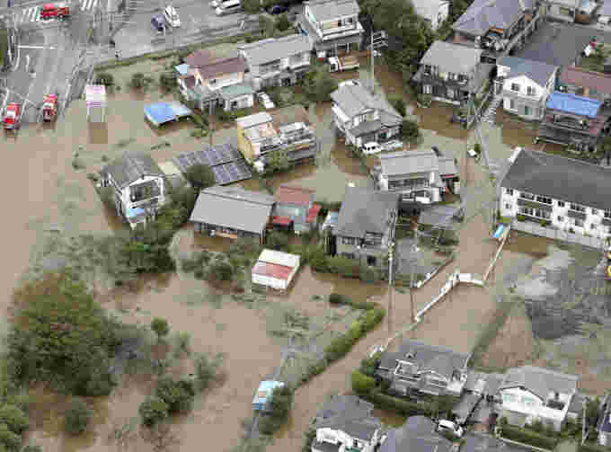 Flooded neighbourhood Japan KYODO via REUTERS