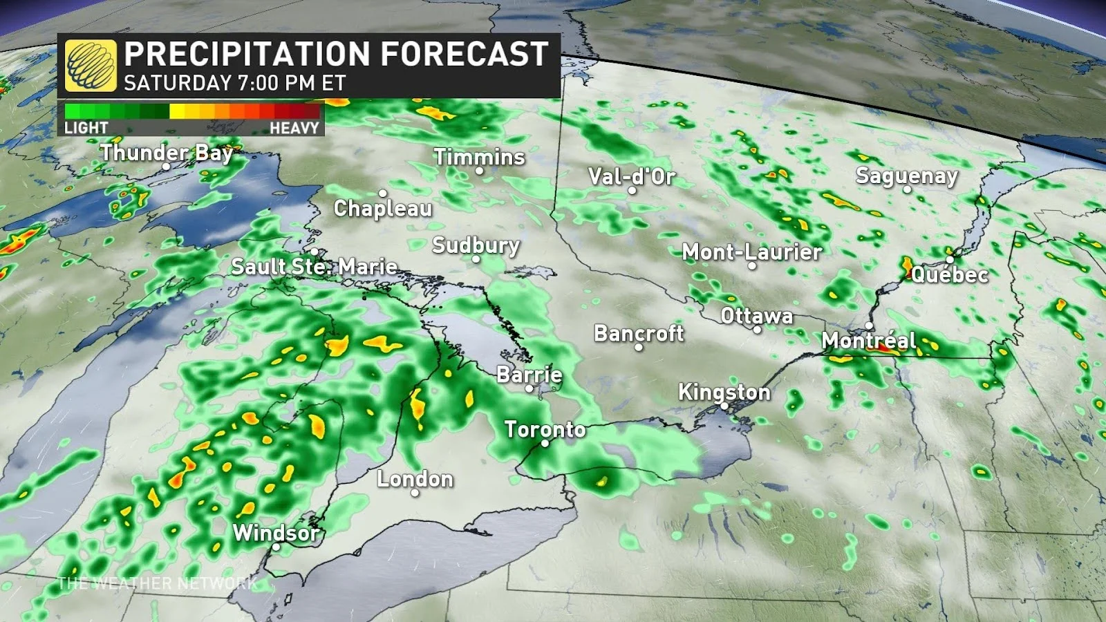 ontario precip saturday 7pm