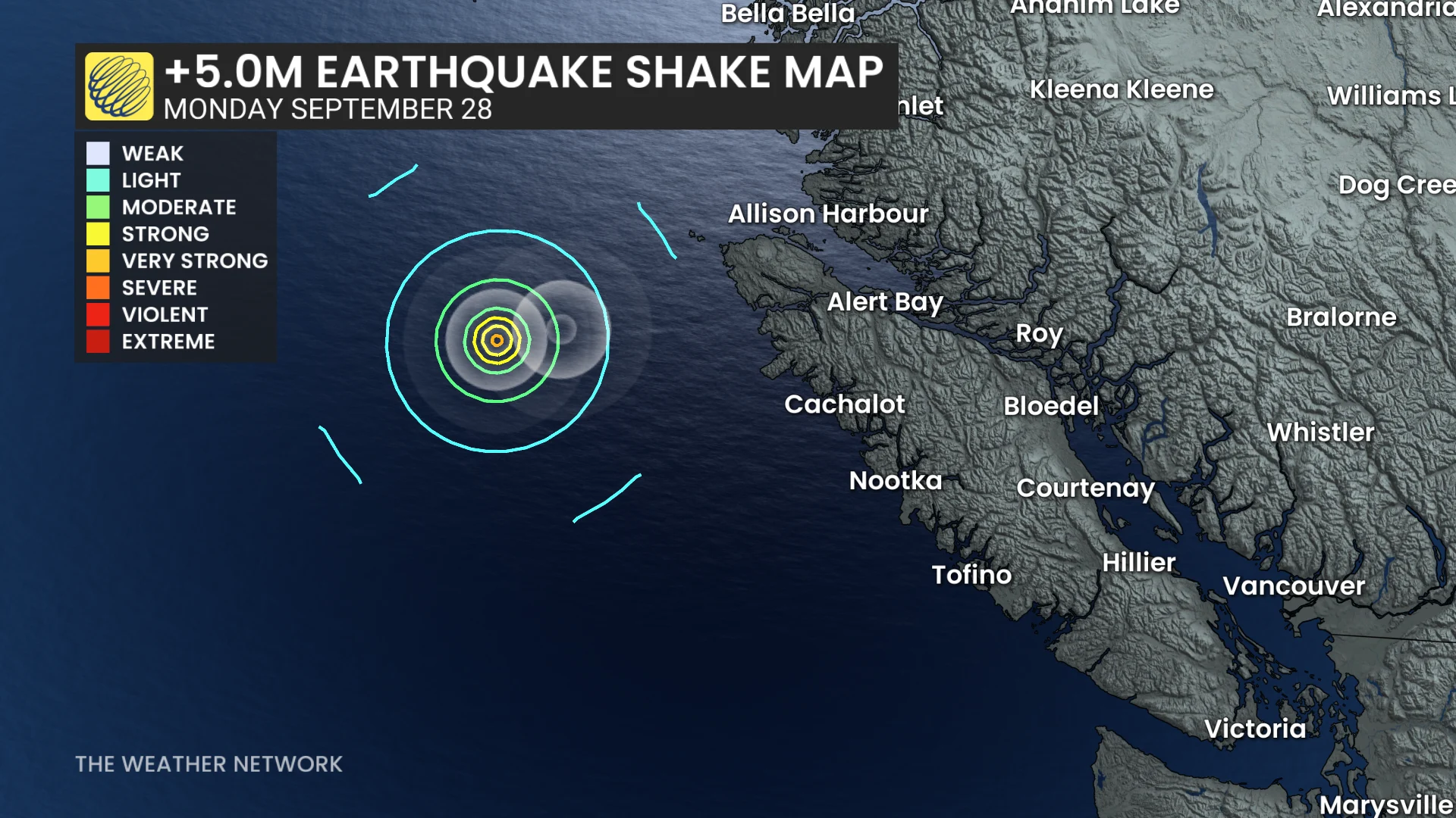Baron - BC earthquake shake map - Sept 28