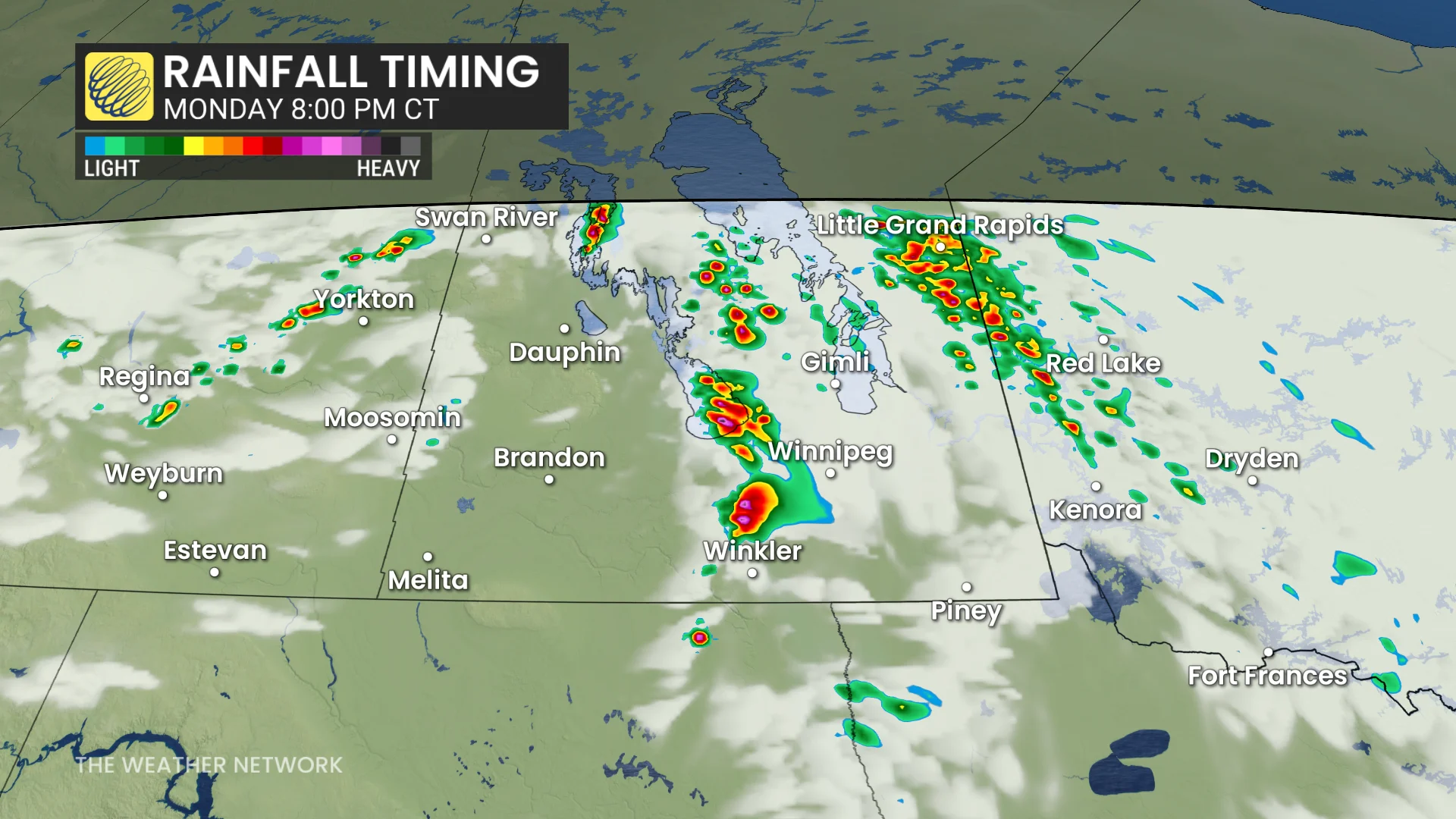 Southern Manitoba Monday evening forecast storms - Aug. 24, 2026