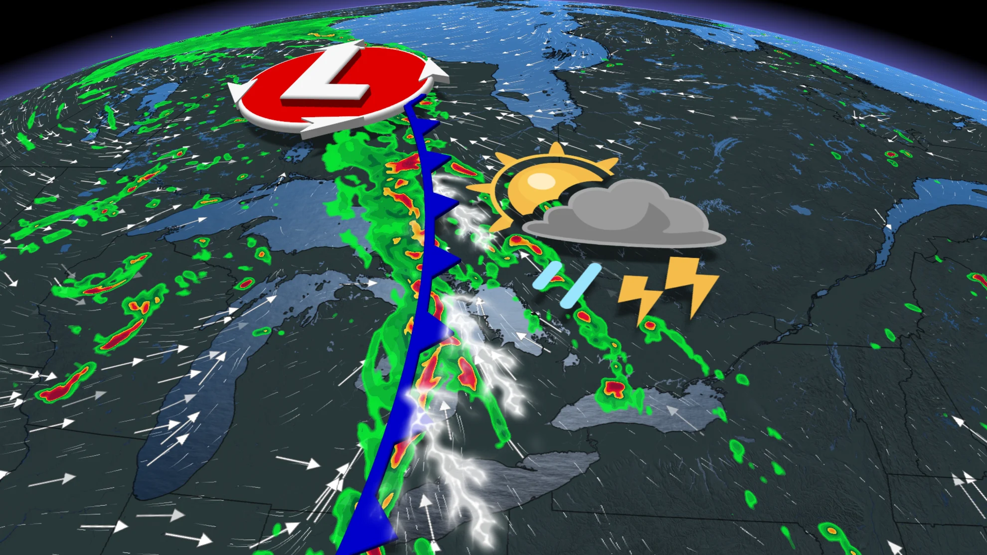 Brewing thunderstorm threat over parts of Ontario for Wednesday, with the risk for powerful winds and large hail. See the risk areas, here