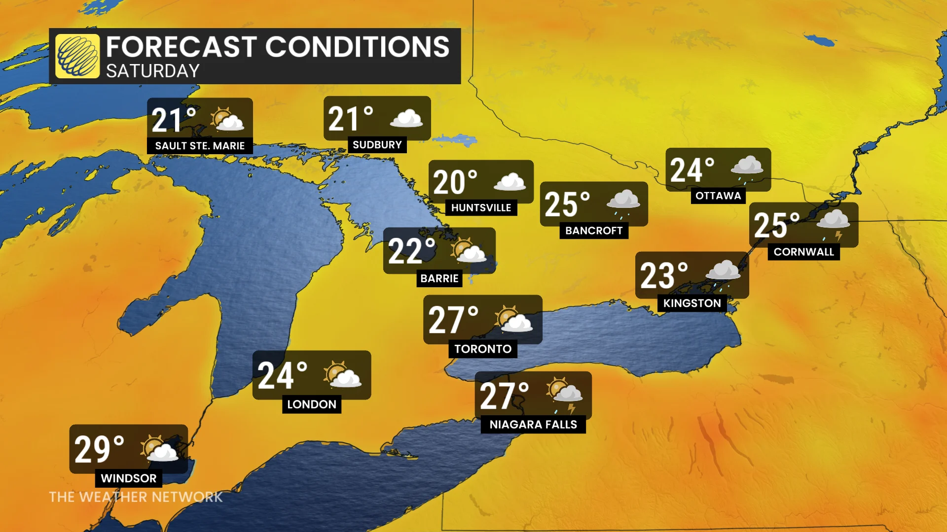 Baron - Ontario temperatures Saturday - June26