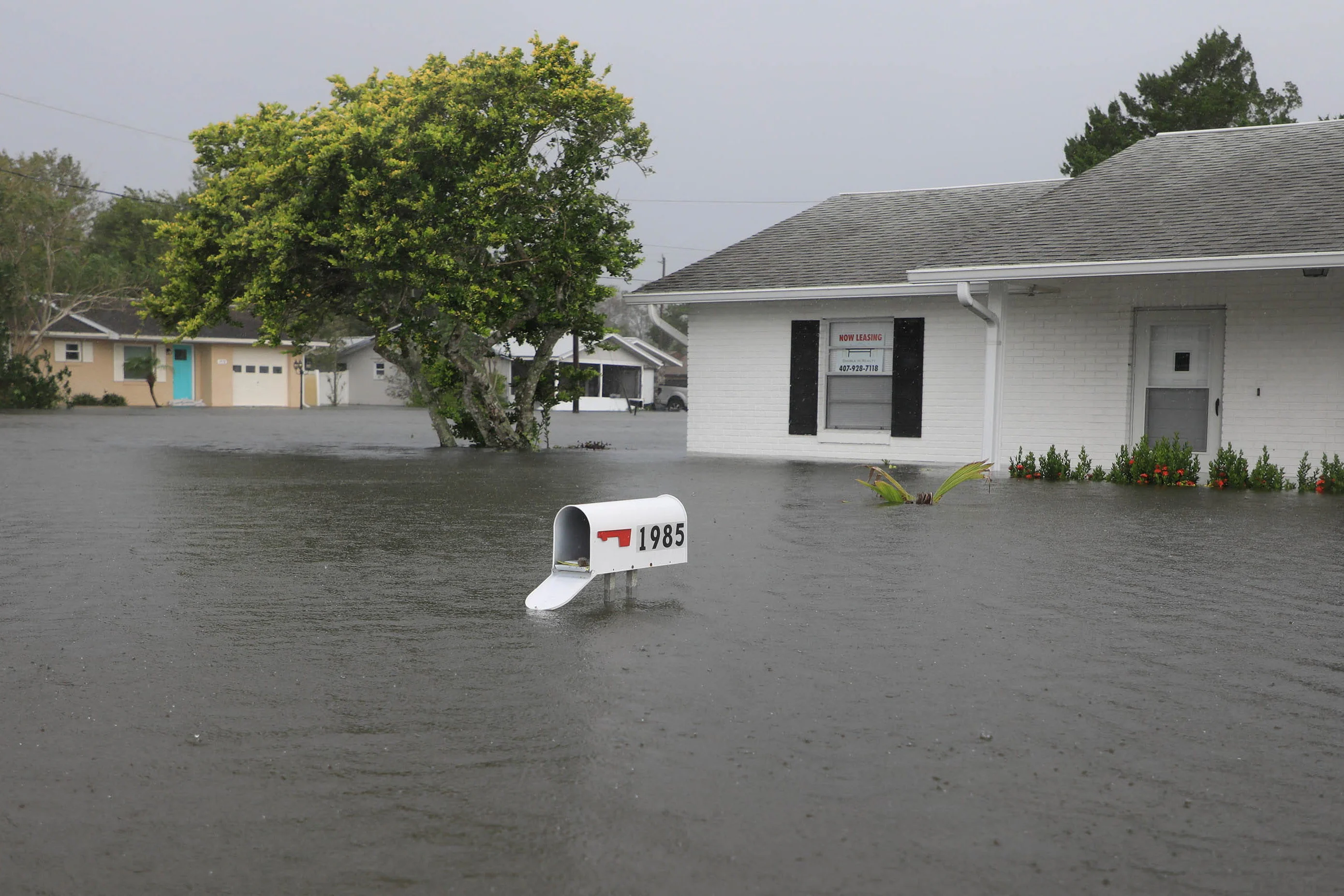 REUTERS: A mailbox whose door was forced open remains above flooding after Hurricane Milton passed in South Daytona, Florida, U.S. October 11, 2024. Nadia Zomorodian/News-Journal/USA Today Network via REUTERS