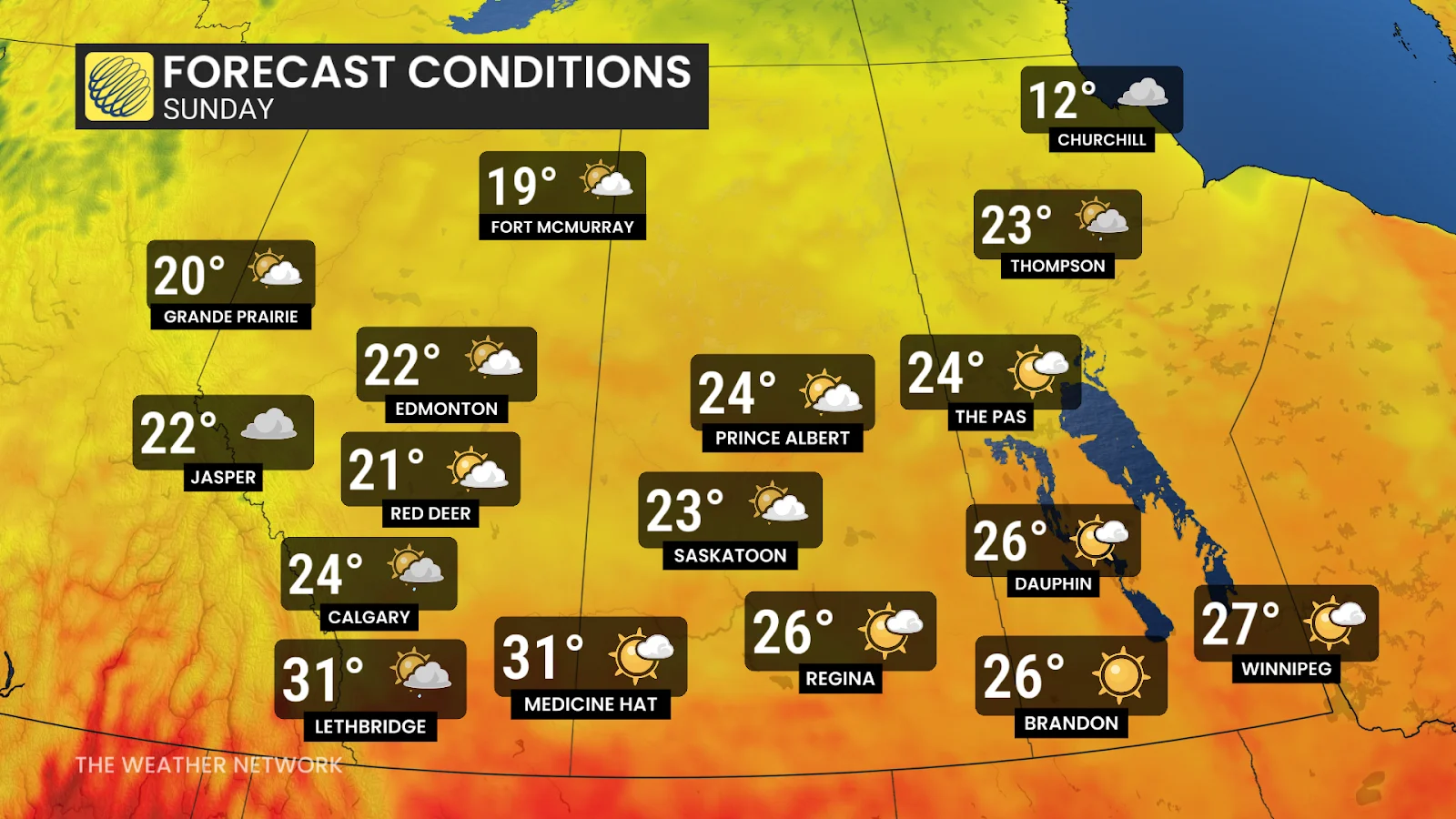 Sunday, Forecast, Manitoba, Ontario, Prairies, July 11, 2025. (The Weather Network/Rachel Modestino)