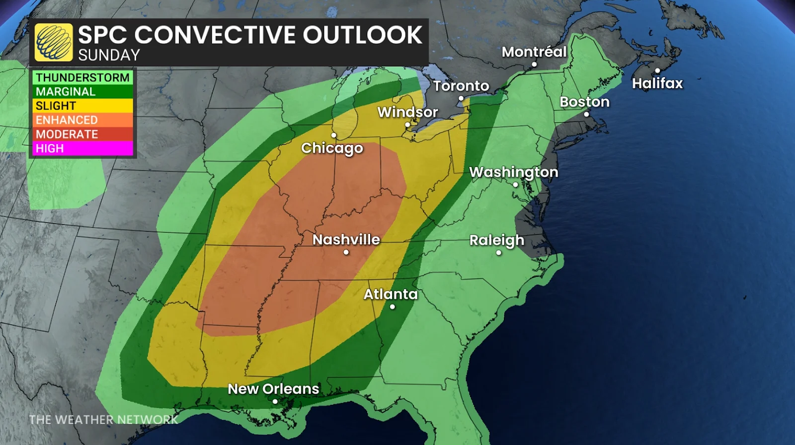 Eastern US Sunday SPC convective outlook - March 29, 2025