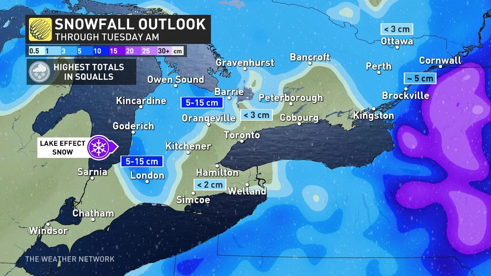 Snow squalls threaten Monday morning commute in southern Ontario The