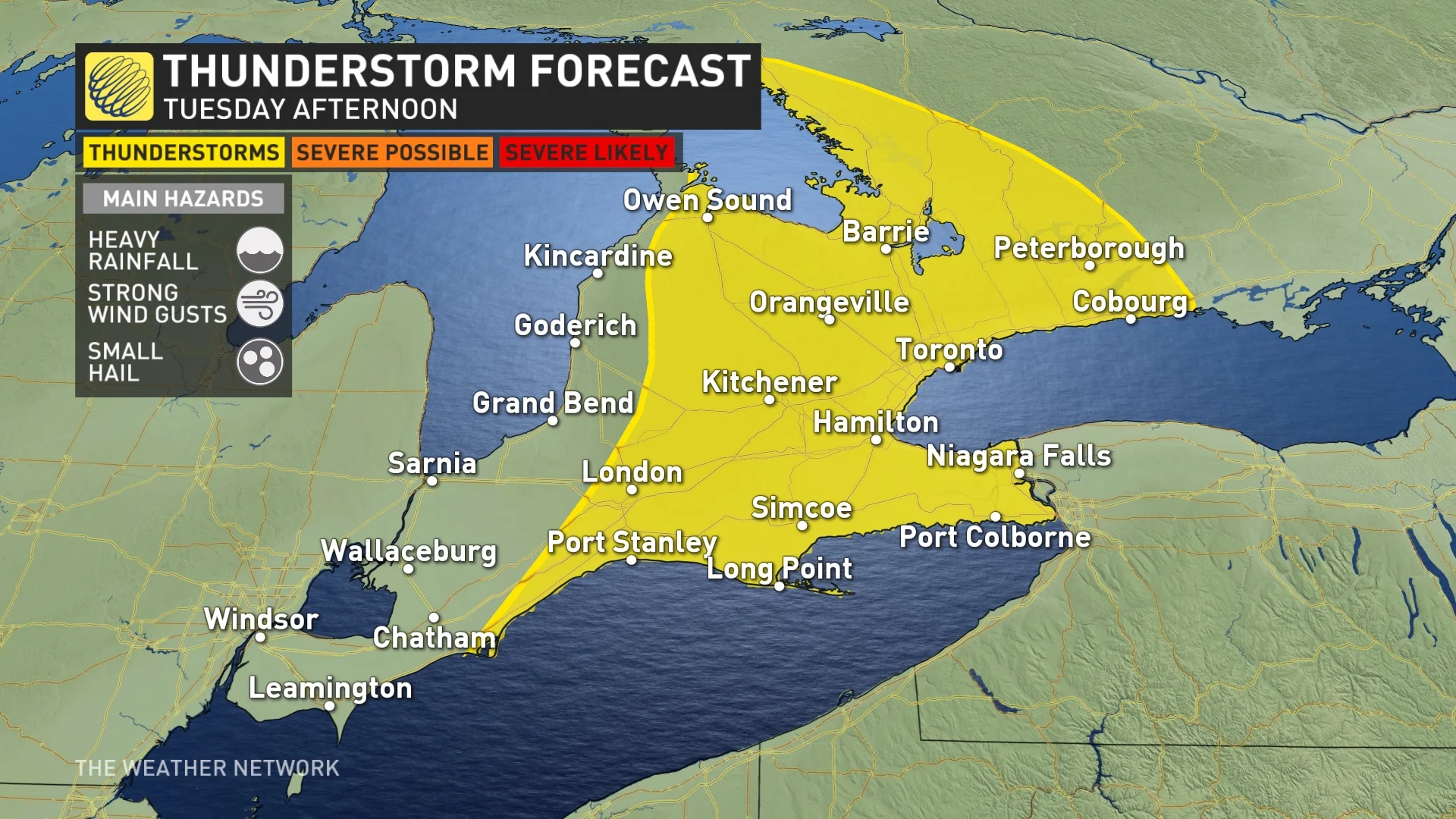 Southern Ontario storm risk map Tuesday_June 24