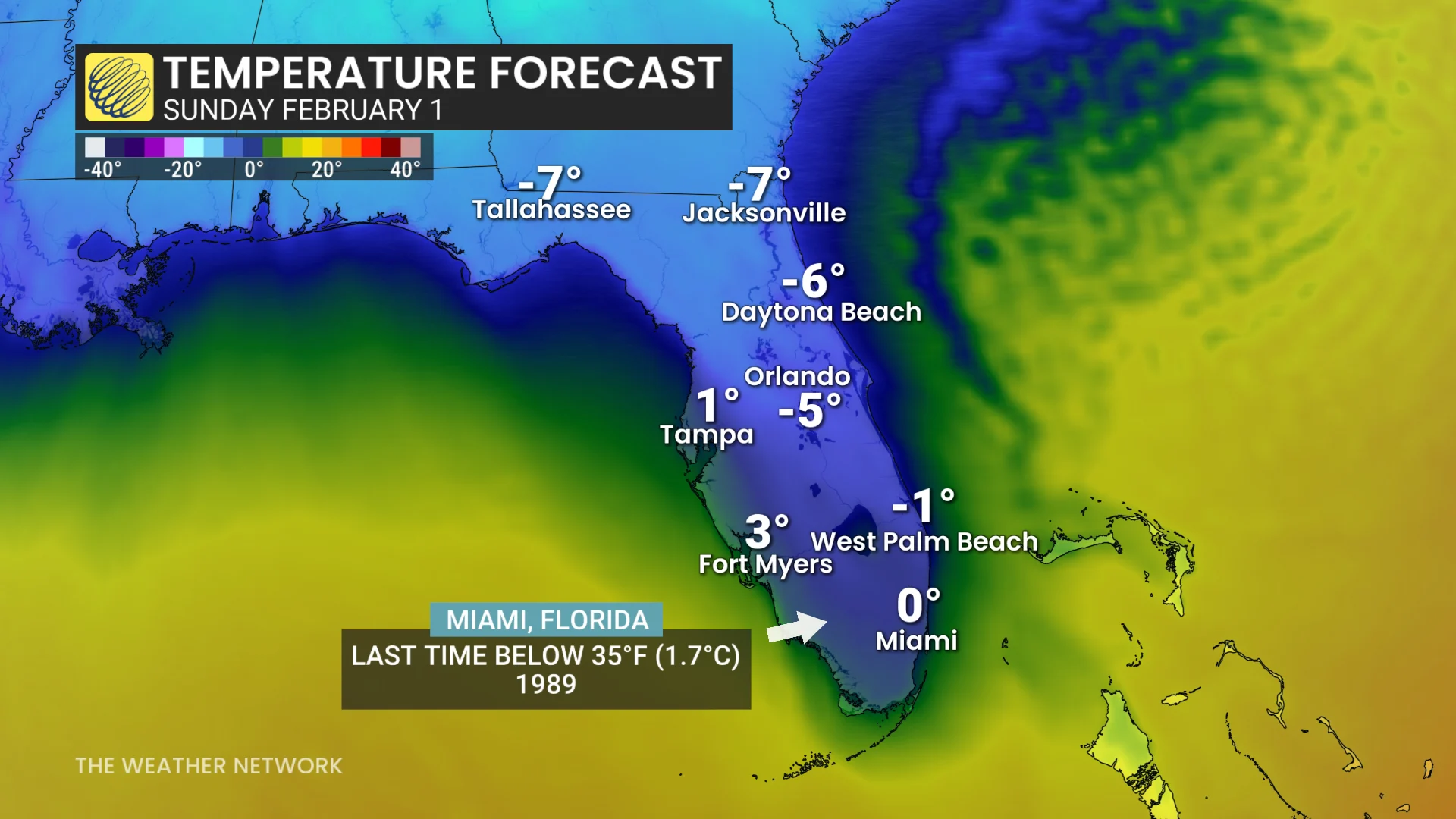 Baron - Miami Florida temperature Sunday Feb 1