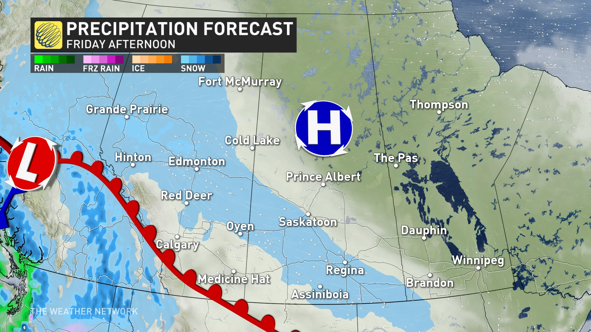 Baron - Prairies precipitation Friday afternoon - Jan30