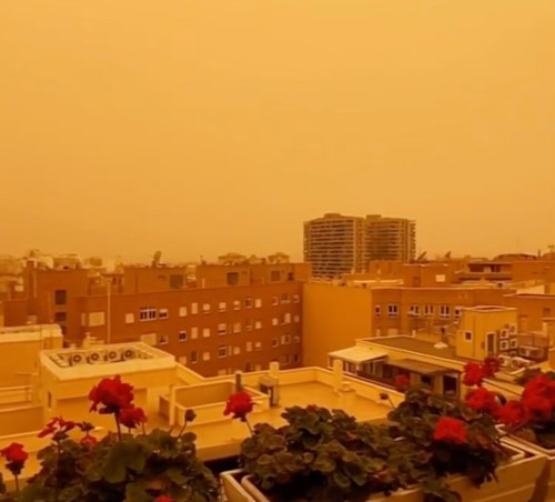 desert storm blows up building