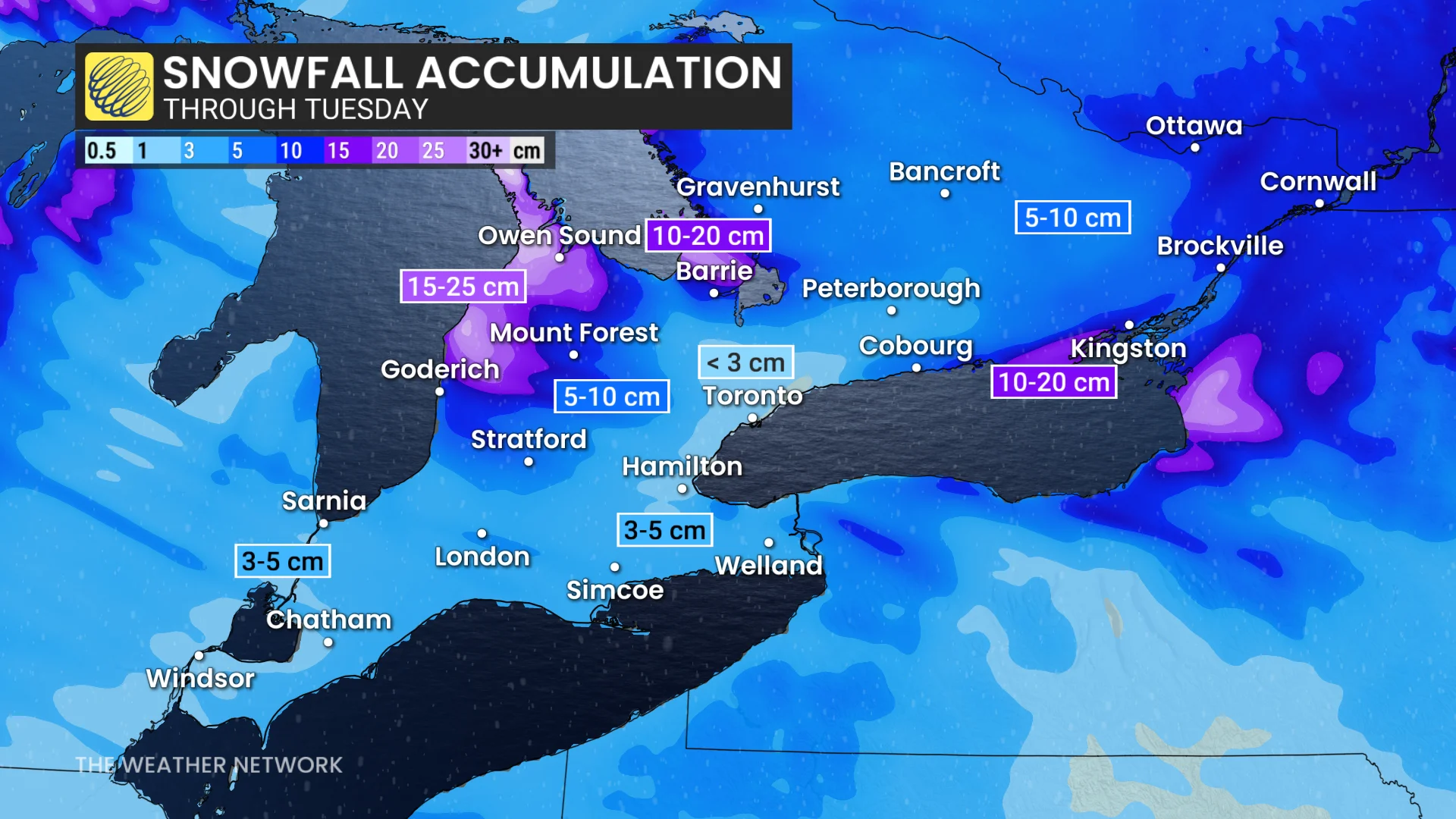 Baron - Ontario snow through Tuesday - Jan 26