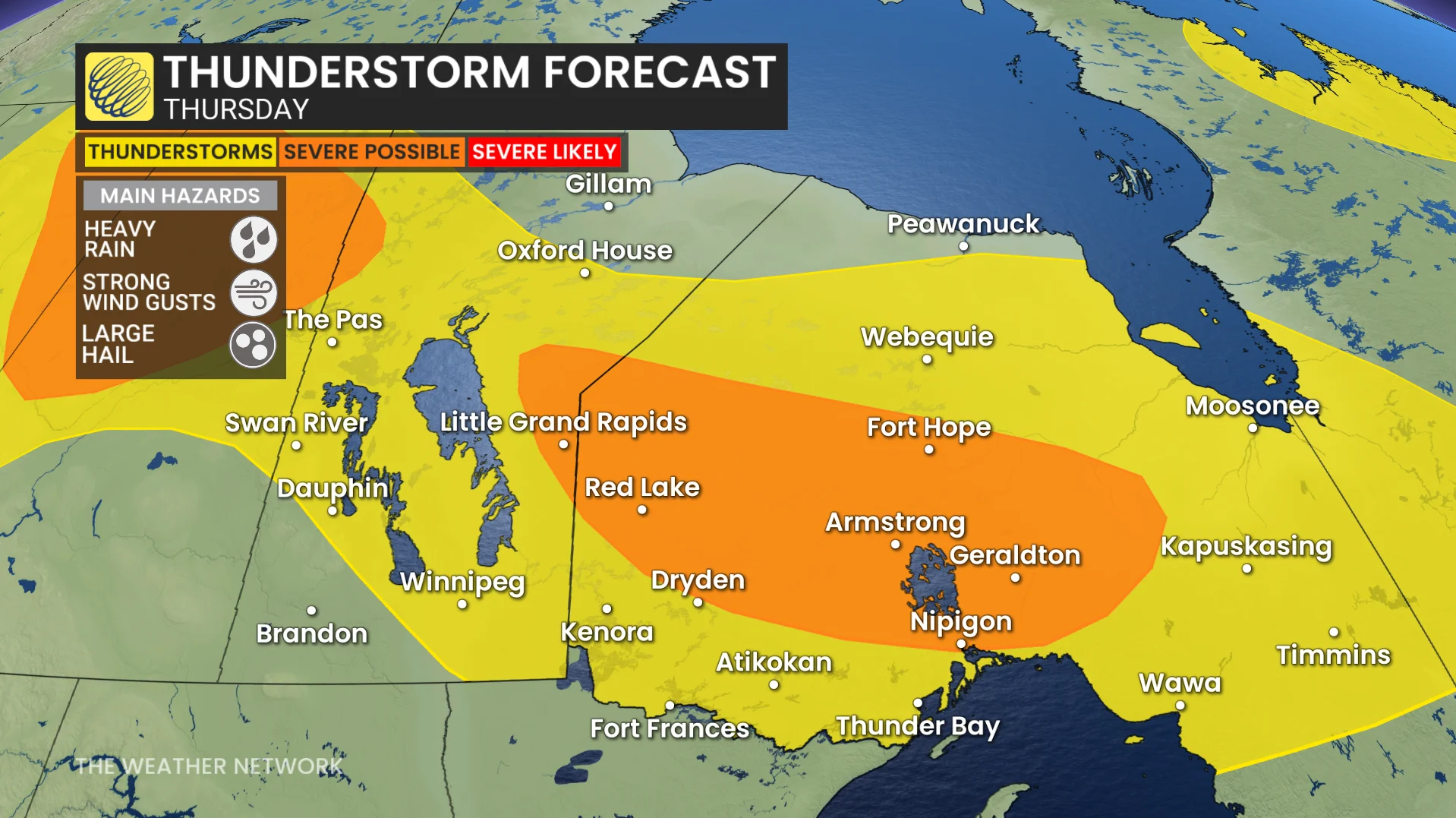 Baron - Ontario thunderstorm forecast Thursday - July 23