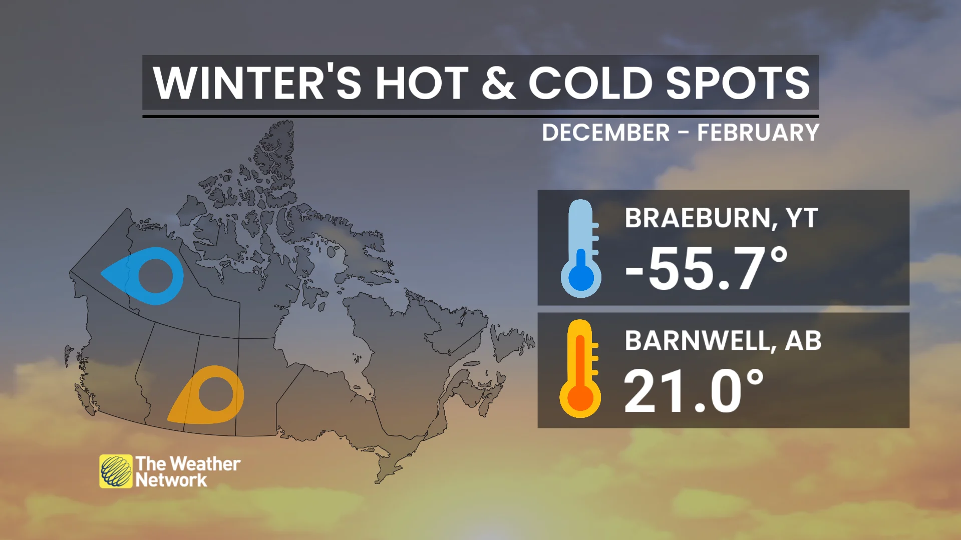 Winter 2025-2026 Canada Hot Cold Spots
