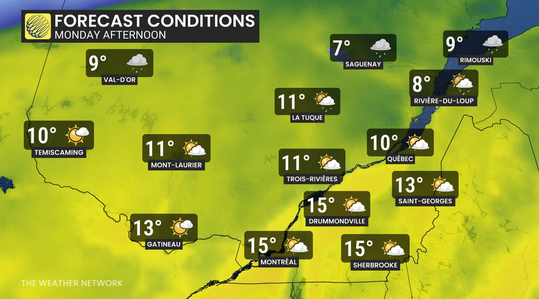 Baron - Quebec Monday temperatures - Mar 9