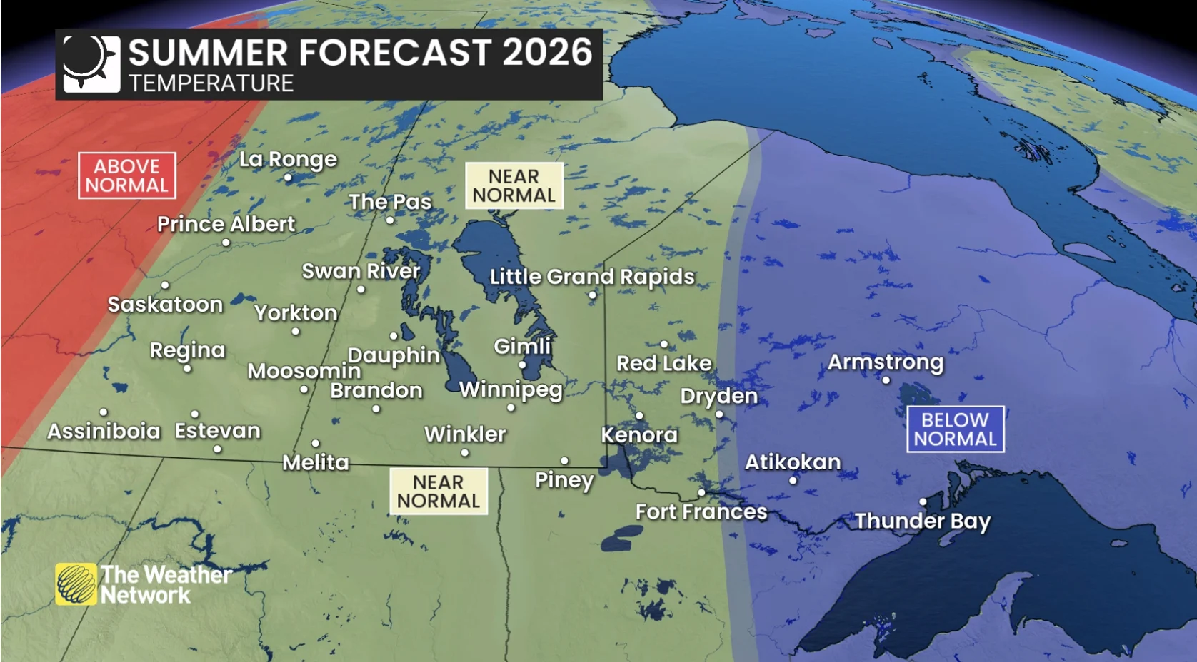 Summer 2026 - Prairies Temperature Outlook