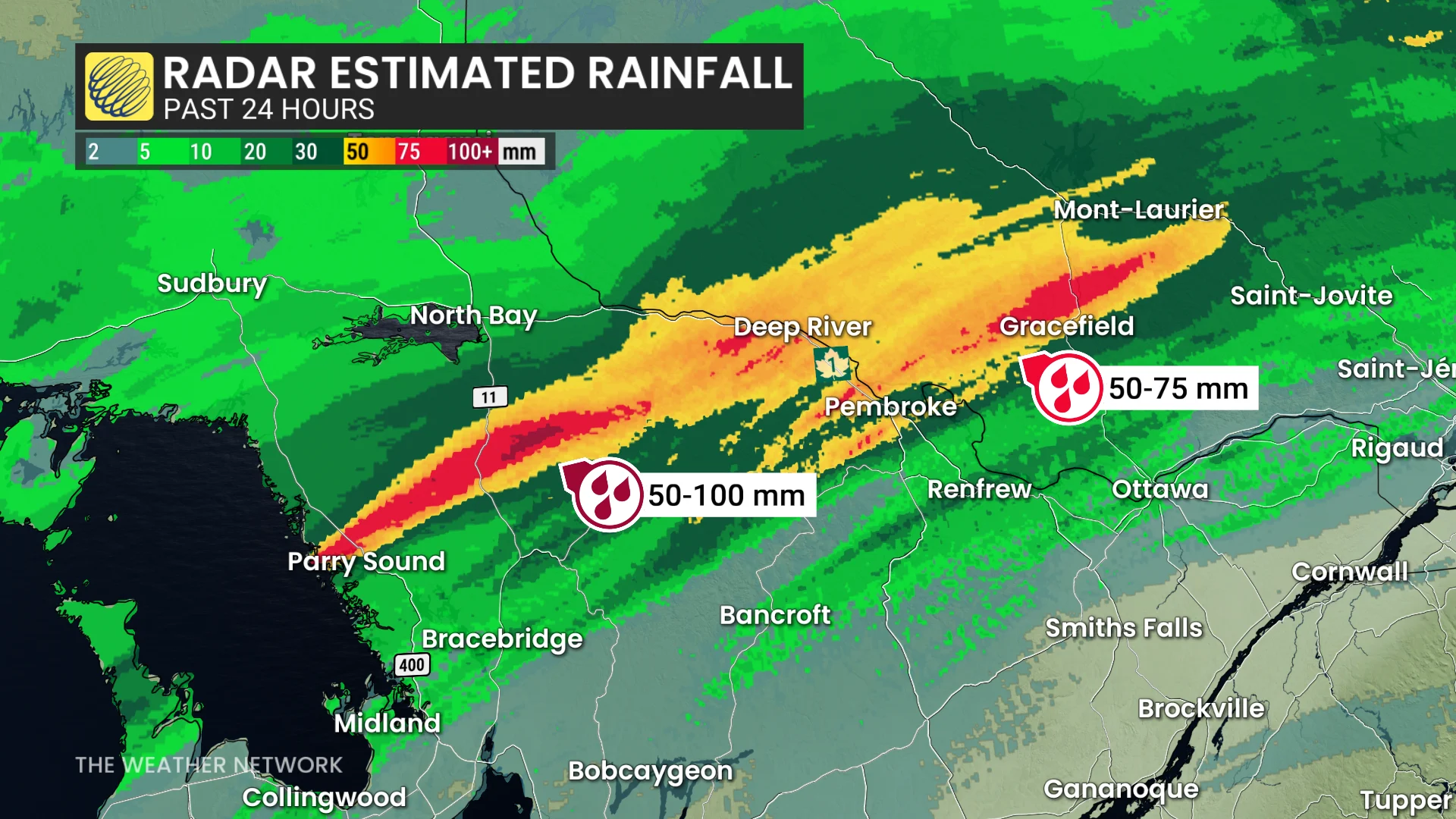 Baron - Ontario rainfall radar estimate - July7