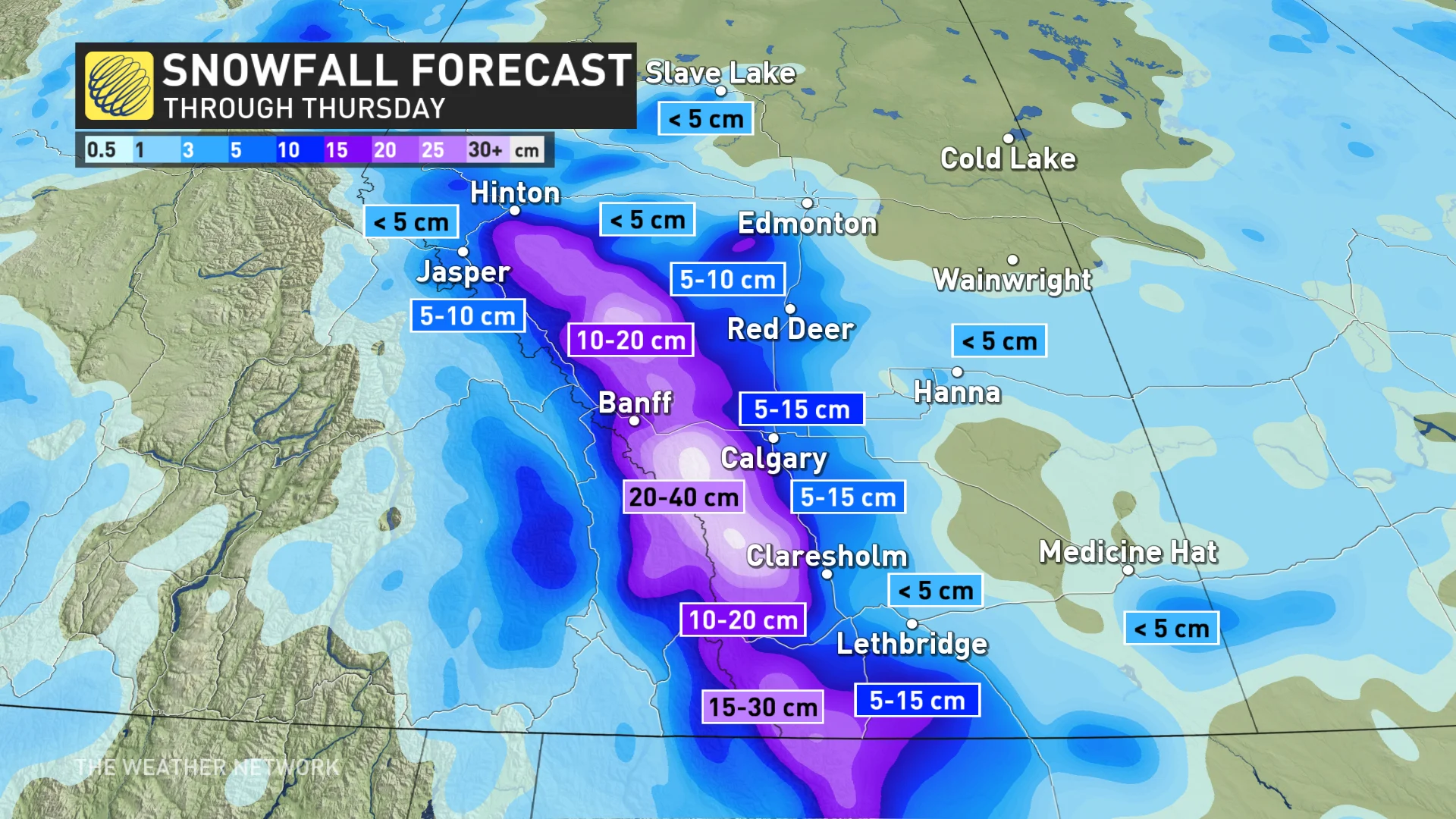 Baron_Alberta snowfall map_Through Thursday_April 30