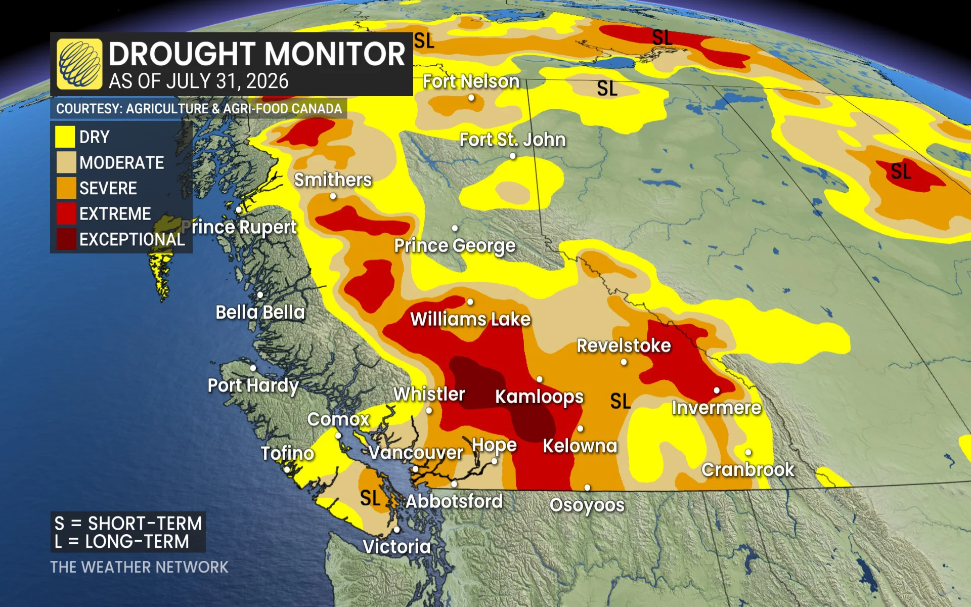 Baron - BC drought monitor as of July 31