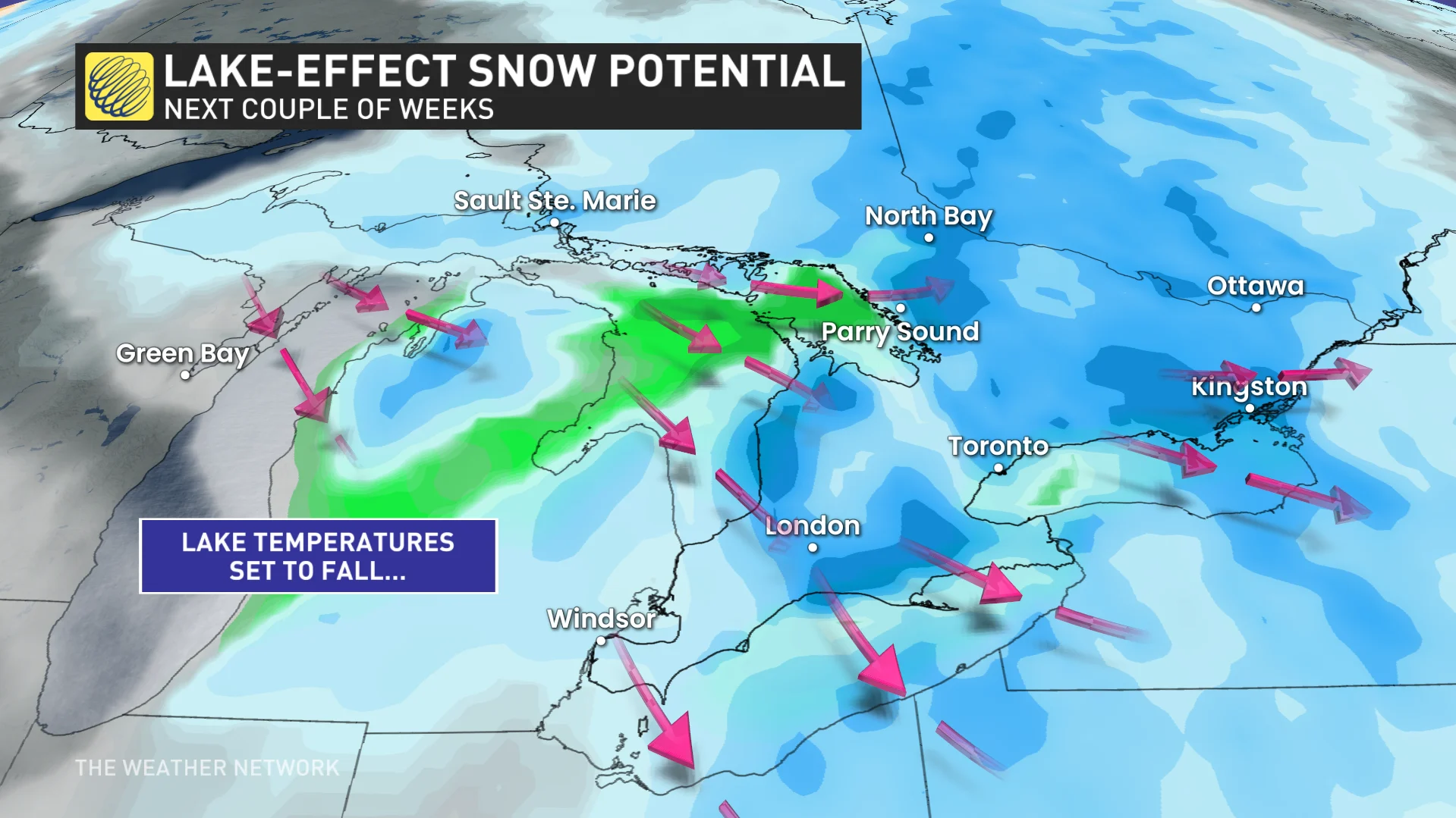 Next two weeks for lake-effect snow potential Ontario