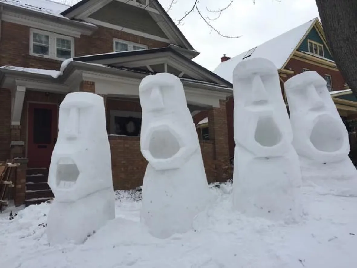 easter-island-snow-sculptures/Matt Morris via CBC